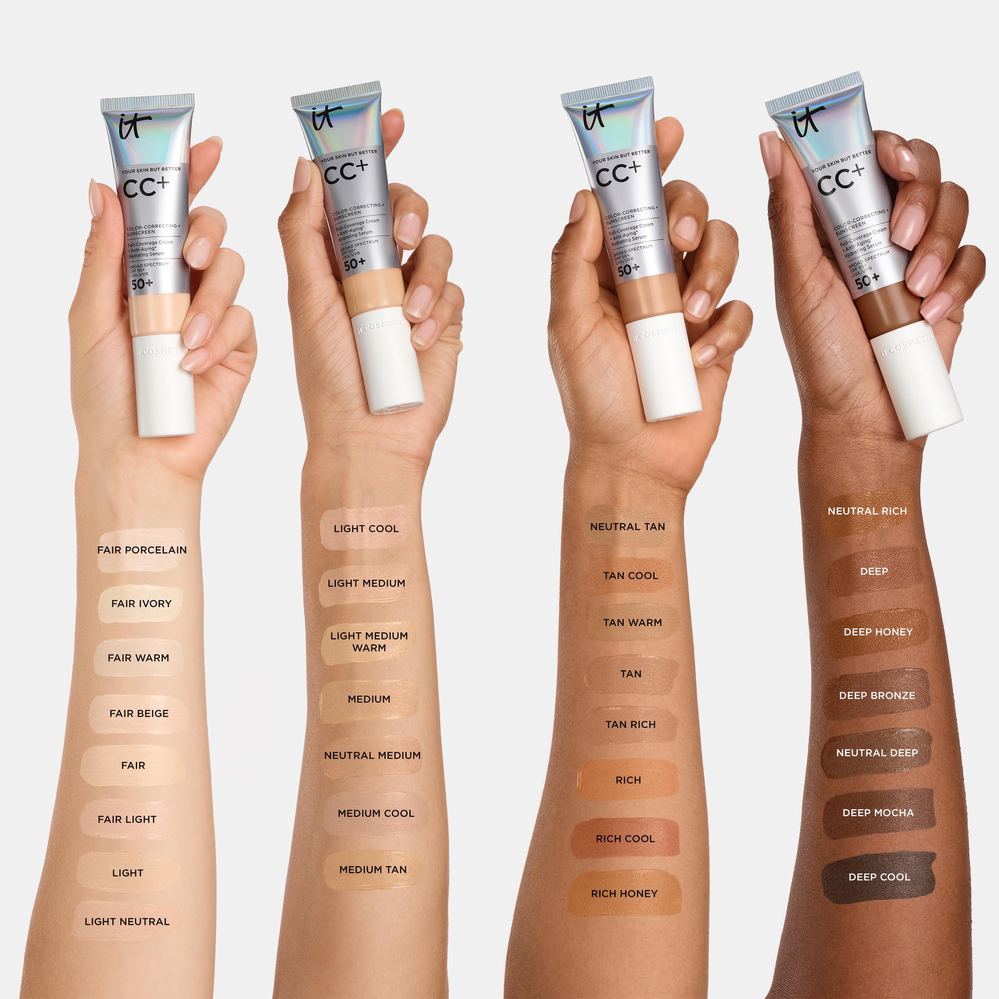 IT Cosmetics CC+ Cream - Natural Full Coverage Foundation With SPF 50+, Color Corrector & Anti-Aging Hydrating Serum, Hyaluronic Acid + Peptides, Lightweight Up To 24H Wear, All Skin Types detail image 6