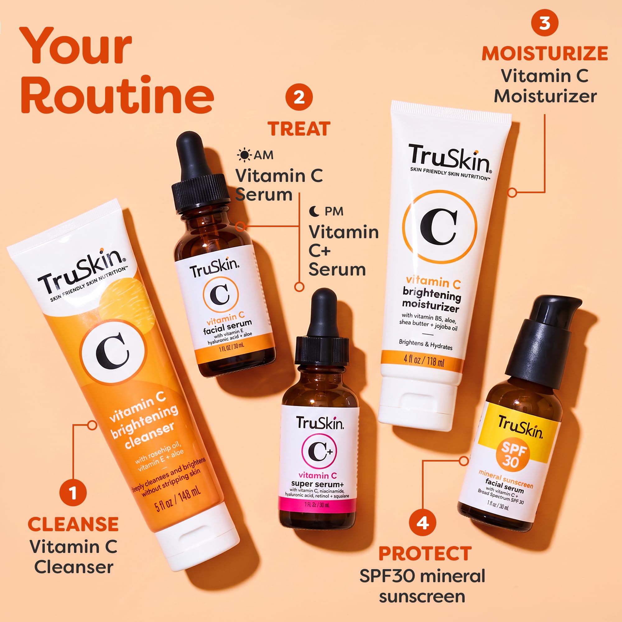 TruSkin Brightening Vitamin C Serum for Face with Hyaluronic Acid, 1 fl oz detail image 7