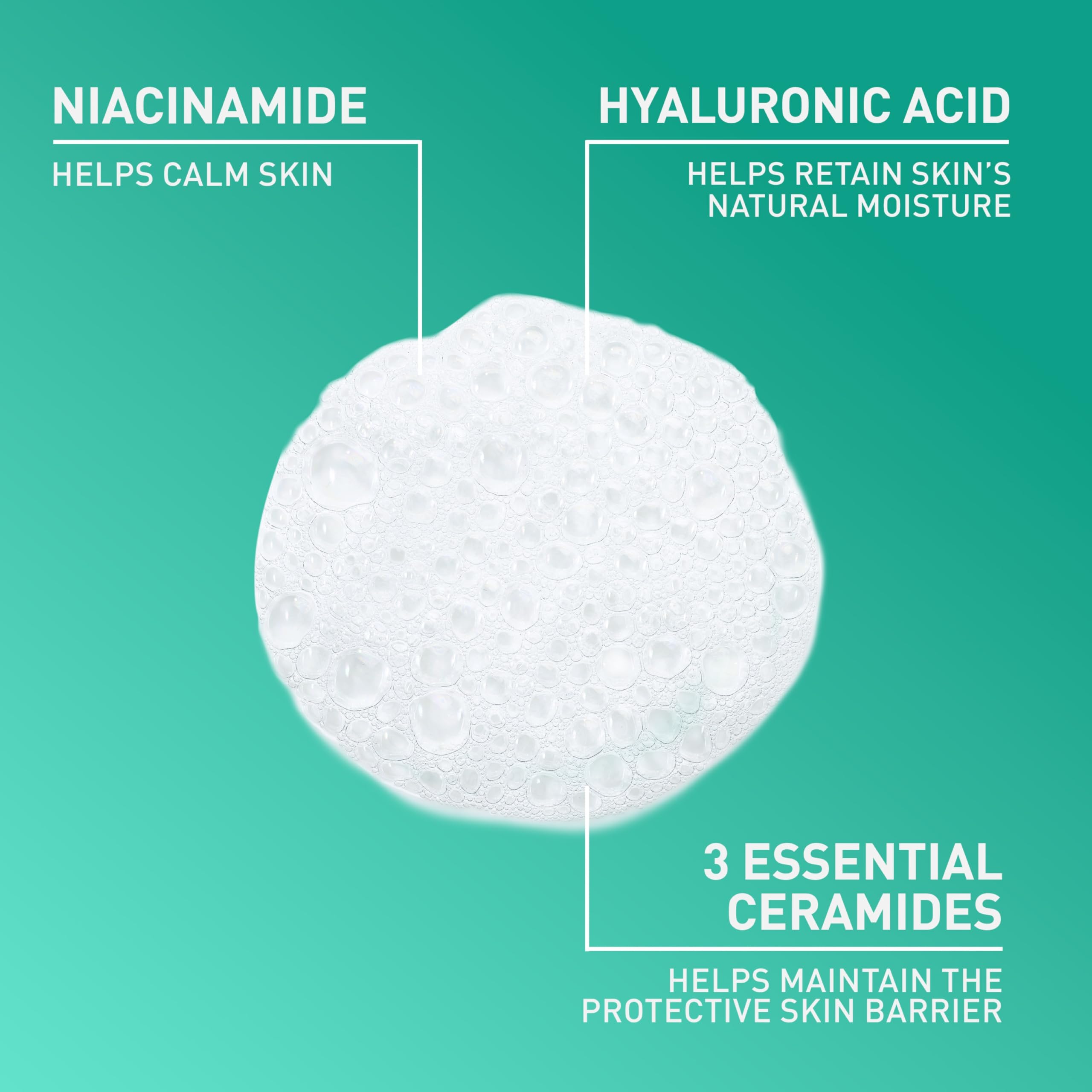 CeraVe Foaming Facial Cleanser, Daily Face Wash for Oily Skin, Hyaluronic Acid + Ceramides + Niacinamide, Fragrance Free, 16 fl oz detail image 3