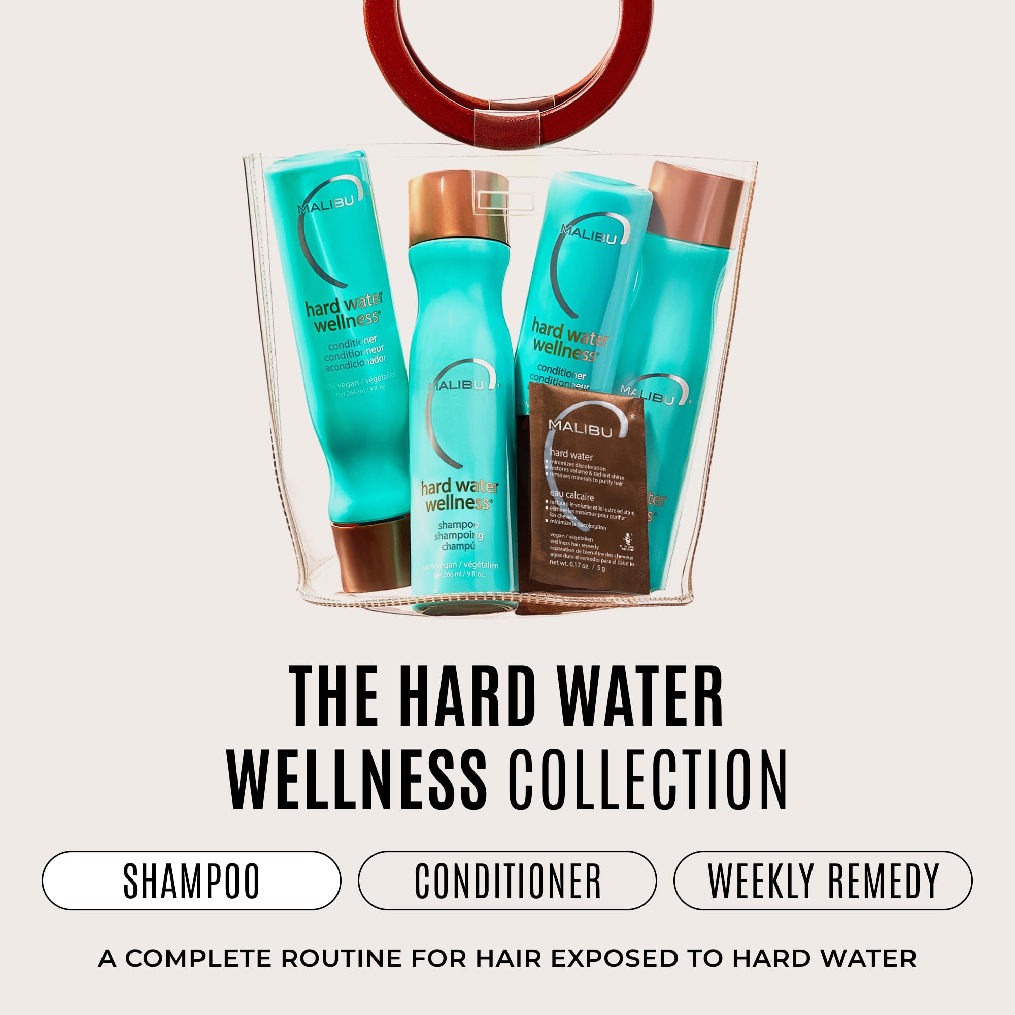 Malibu C Hard Water Wellness Shampoo - Hydrating, Sulfate-Free Hair Care for Hard Water - Removes Minerals and Buildup (9 oz) detail image 8