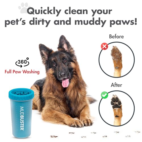 Dexas MudBuster Large Dog Paw Cleaner, Blue, Fits 2. 5"-3. 5" Wide Paws, Gentle Silicone Bristles for Quick, Easy Cleaning detail image 8