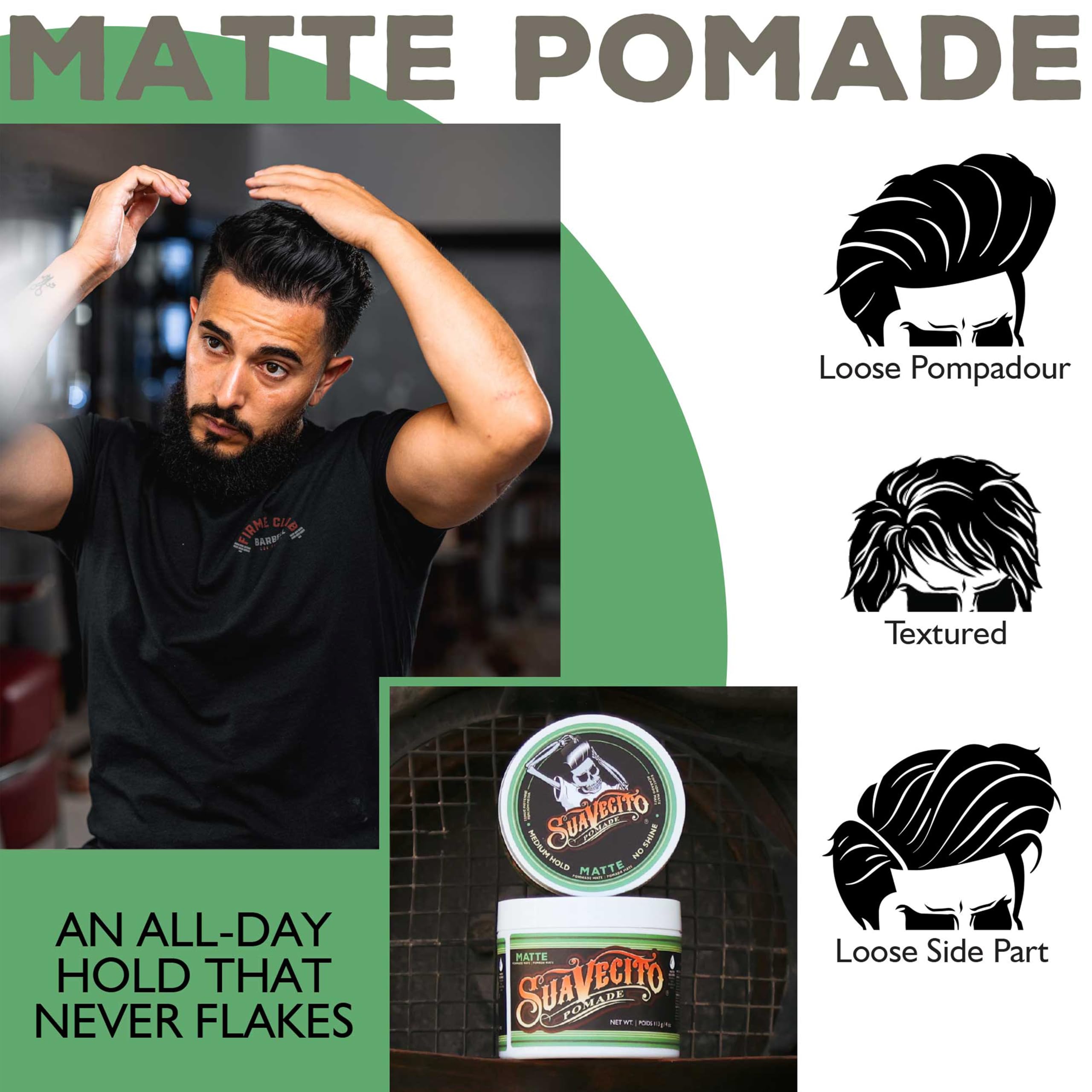 Suavecito Matte Pomade (No Shine), 4 oz — Medium Hold Hair Pomade for Men detail image 5