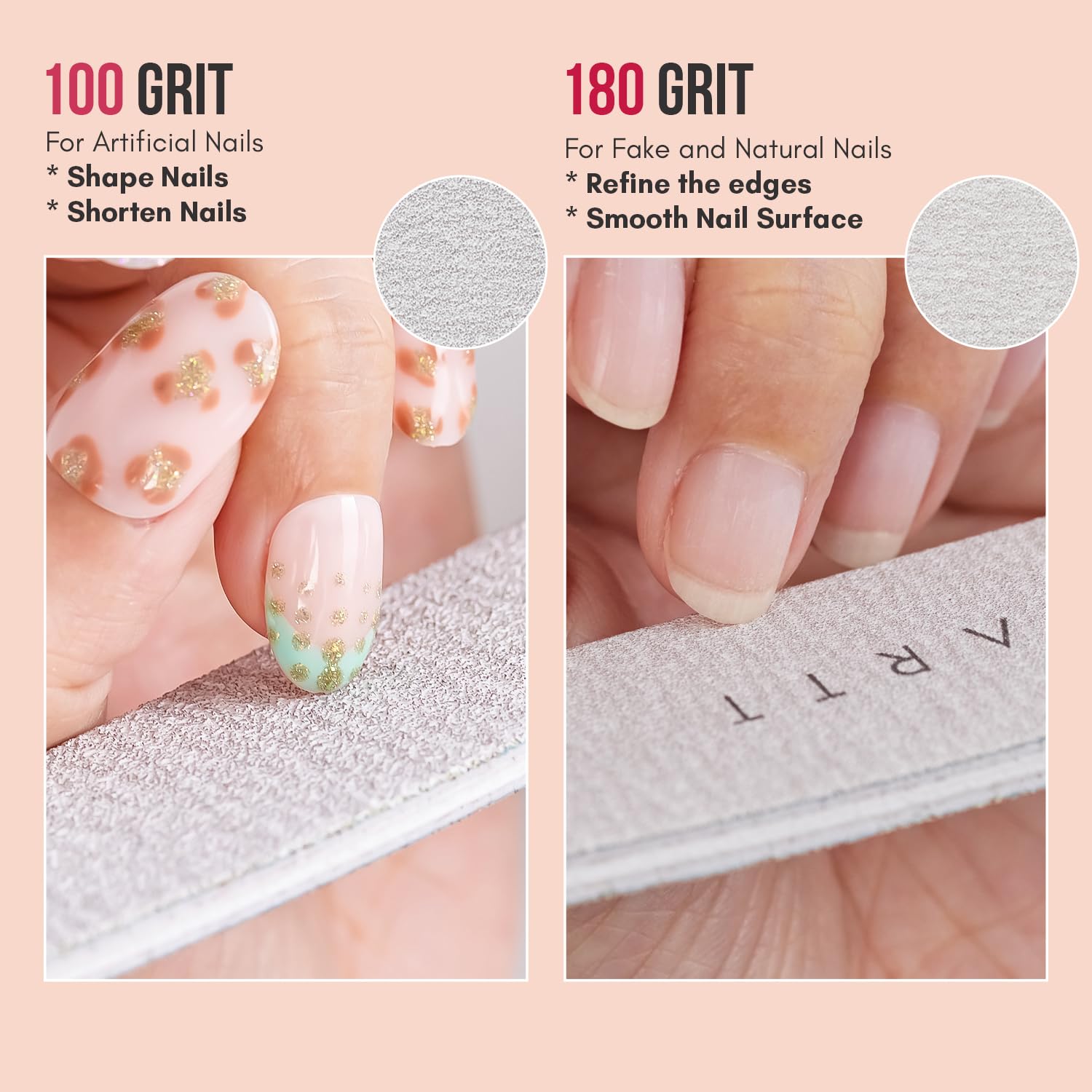 Makartt 100/180 Grit Nail Files, 10PCS Zebra Emery Boards for Nails detail image 3