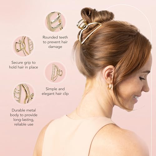 Kitsch Open Shape Metal Hair Clips for Women - Gold, 1 Pc detail image 8