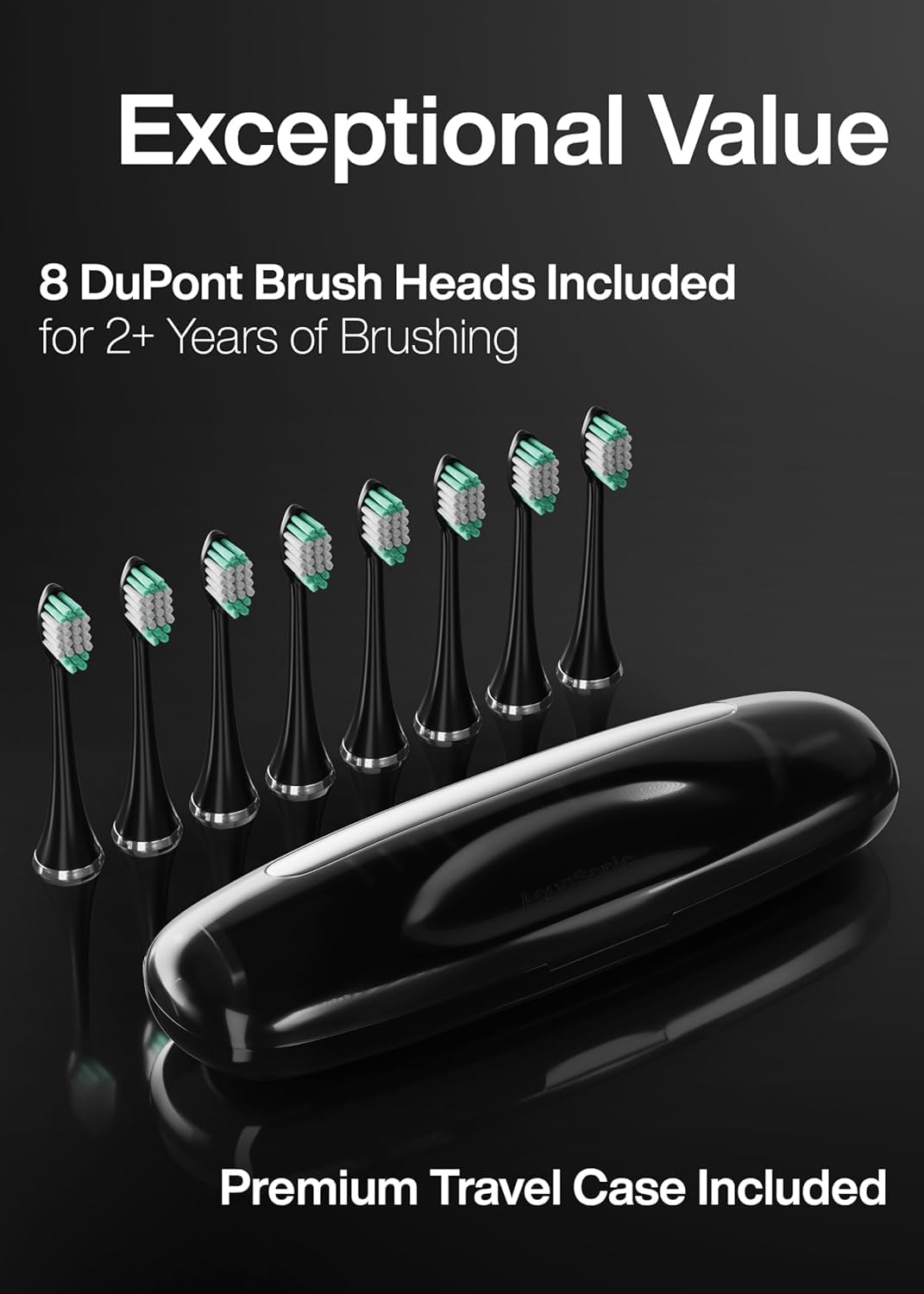 Aquasonic Black Series Ultra Whitening Toothbrush – ADA Accepted Electric Toothbrush- 8 Brush Heads & Travel Case – 40,000 VPM Electric Motor & Wireless Charging - 4 Modes w Smart Timer detail image 5