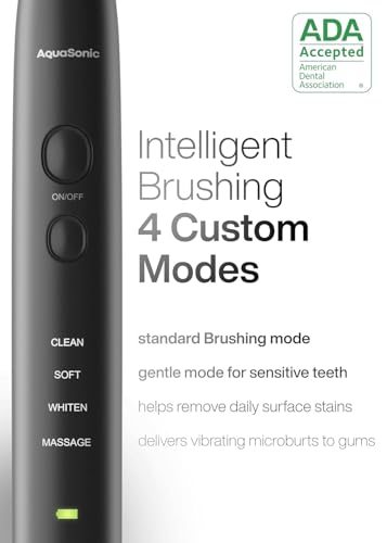 Aquasonic Black Series Ultra Whitening Toothbrush – ADA Accepted Electric Toothbrush- 8 Brush Heads & Travel Case – 40,000 VPM Electric Motor & Wireless Charging - 4 Modes w Smart Timer detail image 9
