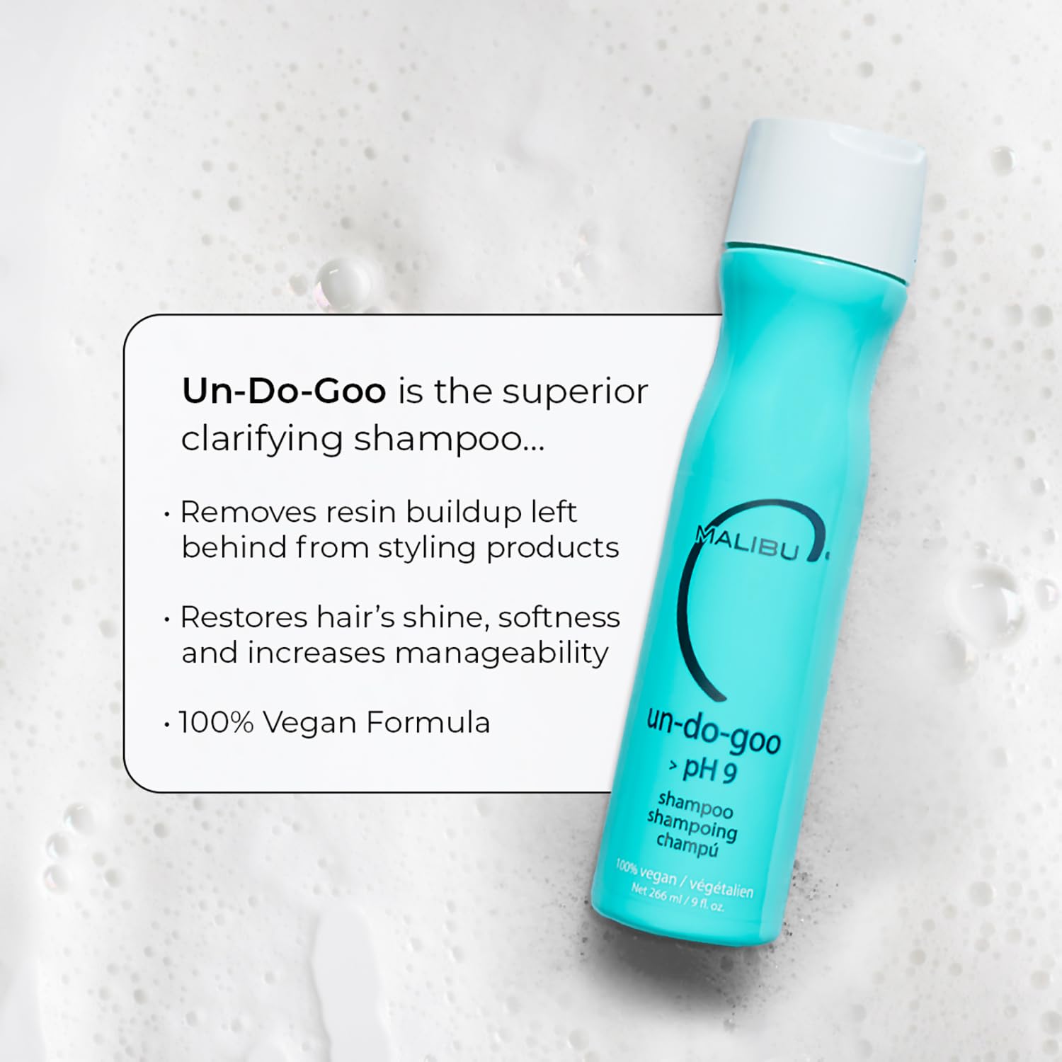 Malibu C Un-Do-Goo Clarifying Shampoo - Removes Product Build Up and Resins from Hair - Shine Restoring, Sulfate-Free Cleanser (9 oz) detail image 4