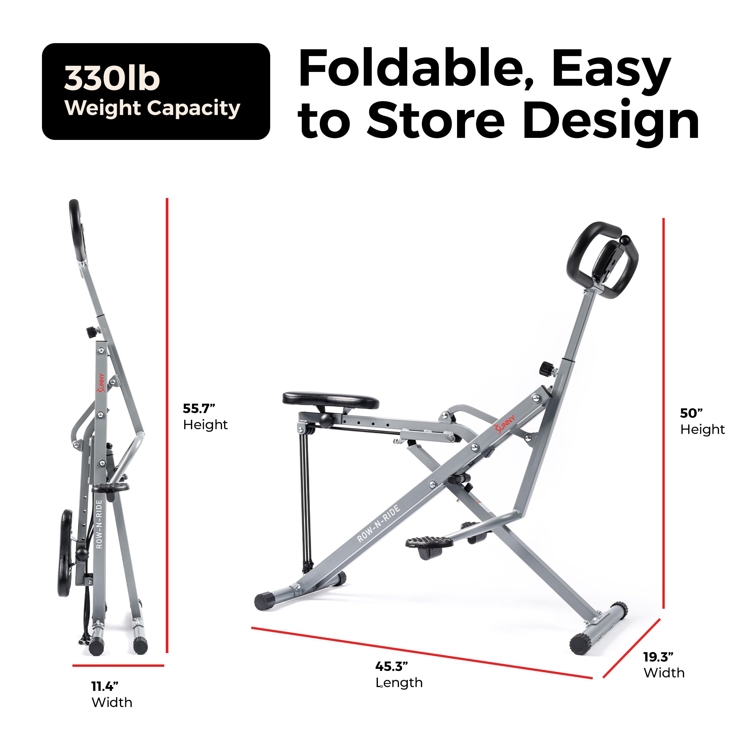 Sunny Health & Fitness Smart Row-N-Ride Glute & Leg Trainer — Foldable Squat-Assist Rower with SunnyFit App detail image 6
