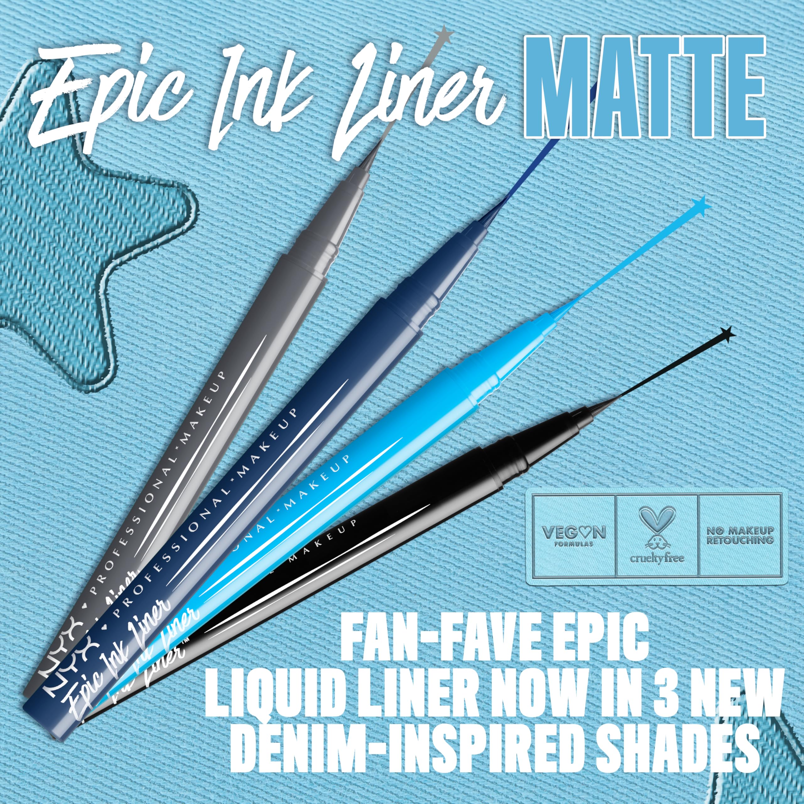 NYX PROFESSIONAL MAKEUP Epic Ink Liner, Waterproof Liquid Eyeliner - Black, Vegan Formula detail image 7
