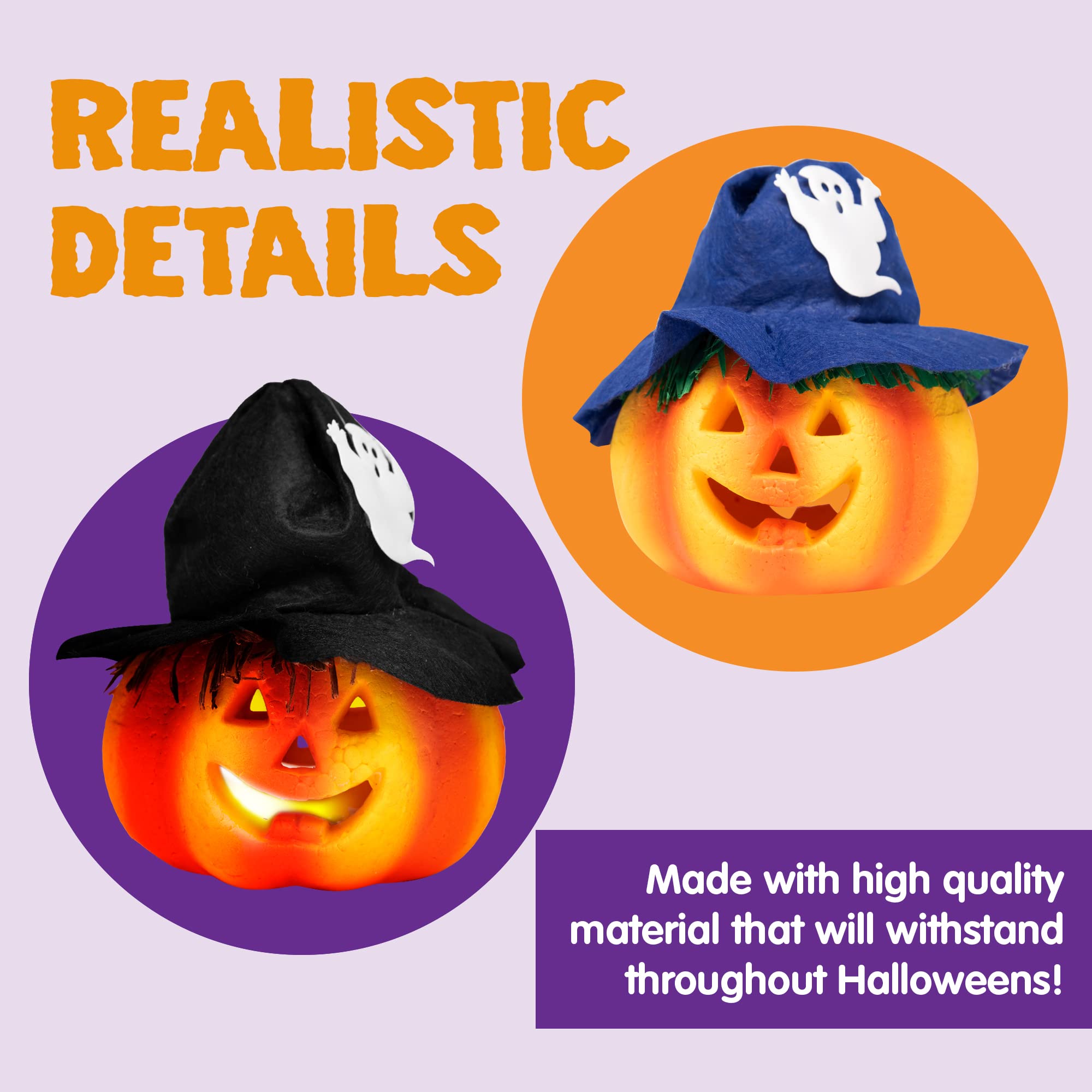 JOYIN 6-Piece Light-Up Pumpkin Halloween Decorations — Indoor/Outdoor LED Foam Pumpkins, Large Trick-or-Treat Bucket detail image 4