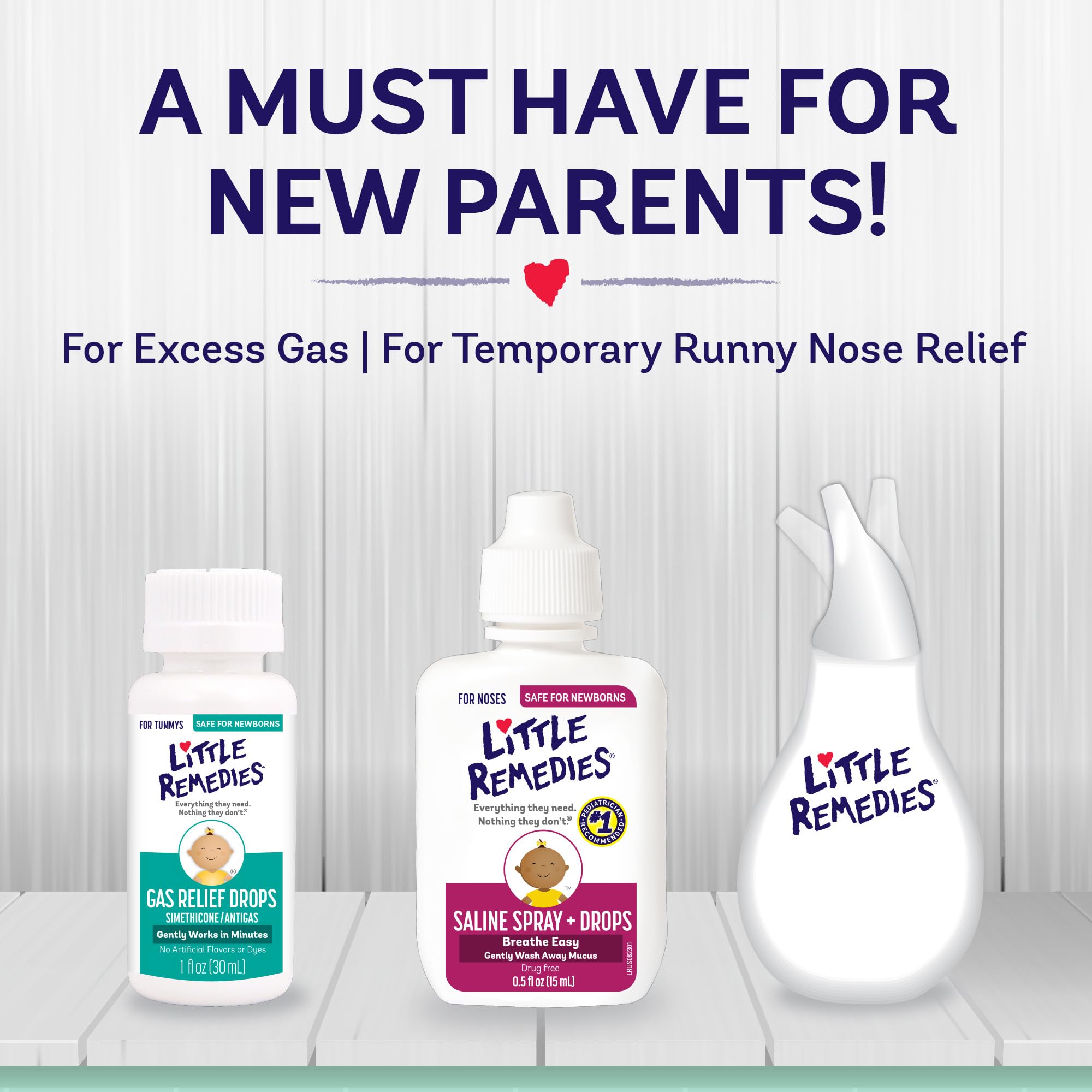 Little Remedies New Baby Essentials Kit — Saline Nasal Spray & Drops, Nasal Aspirator, Gas Relief Drops, Acetaminophen Infant Fever & Pain Relief, Gripe Water, Boudreaux’s Butt Paste detail image 3