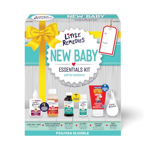 Little Remedies New Baby Essentials Kit — Saline Nasal Spray & Drops, Nasal Aspirator, Gas Relief Drops, Acetaminophen Infant Fever & Pain Relief, Gripe Water, Boudreaux’s Butt Paste detail image 9