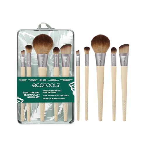 EcoTools 6-Piece "Start The Day Beautifully" Makeup Brush Set — Angled Foundation, Concealer, Eyeshadow, Angled Liner & Blush Brushes with Brush Holder — Synthetic, Vegan & Cruelty-Free detail image 9