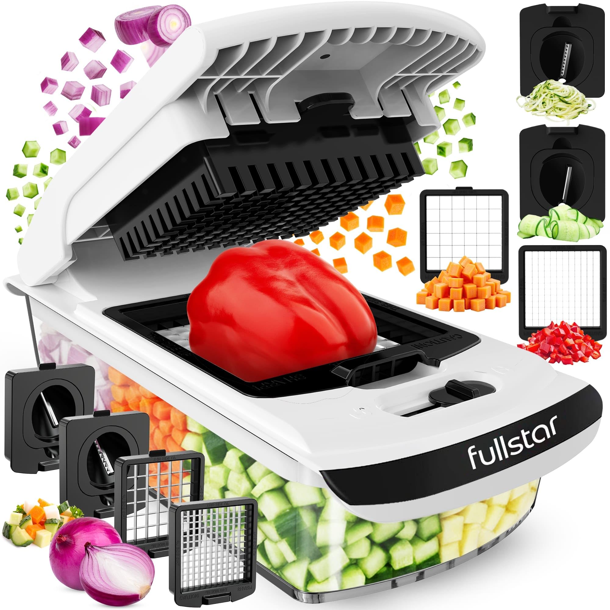 Fullstar The Original Pro Chopper - 4-in-1 Vegetable Chopper and Spiralizer with Container (White) detail image 1