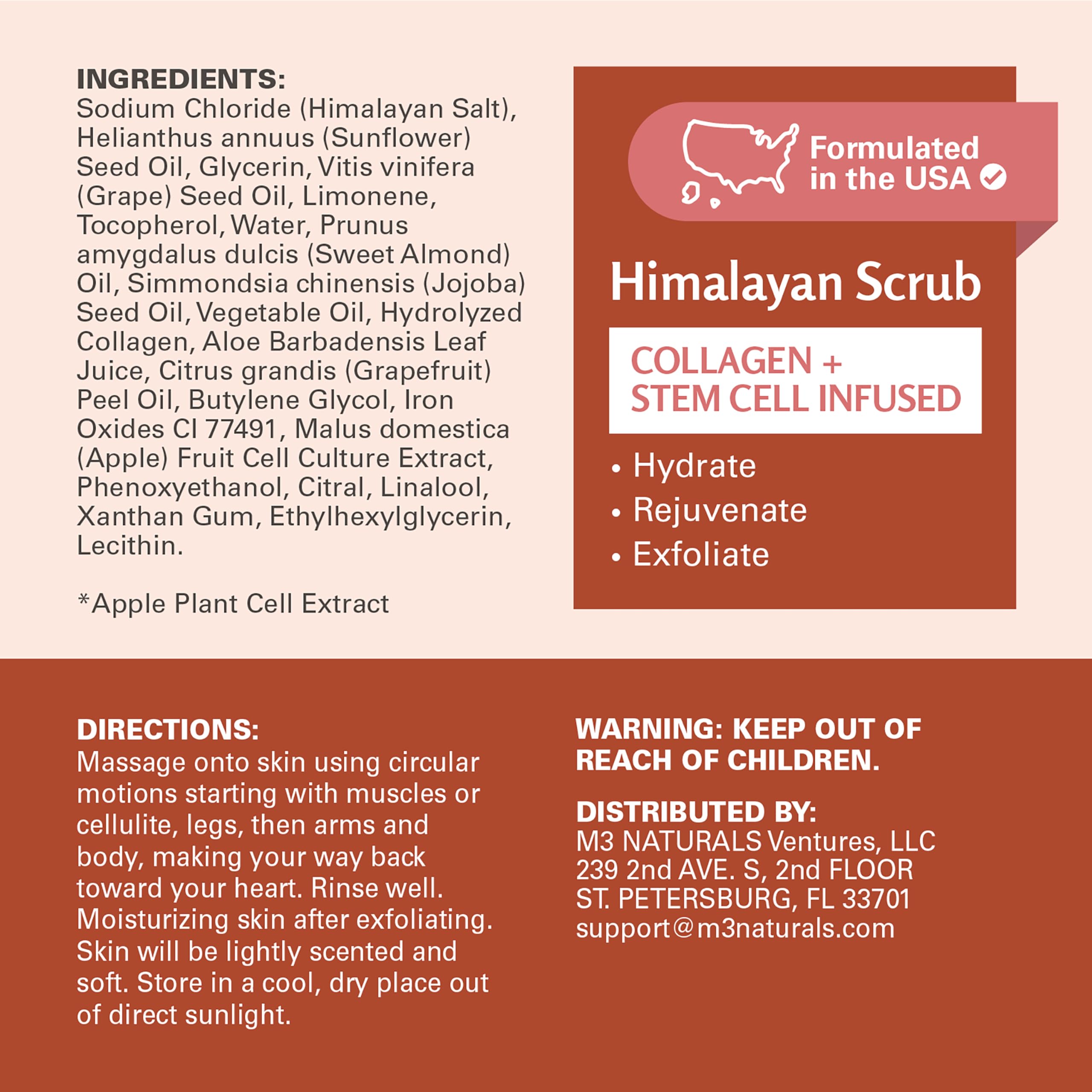 M3 Himalayan Exfoliating Salt Scrub with Collagen & Stem Cells, 16 oz detail image 2