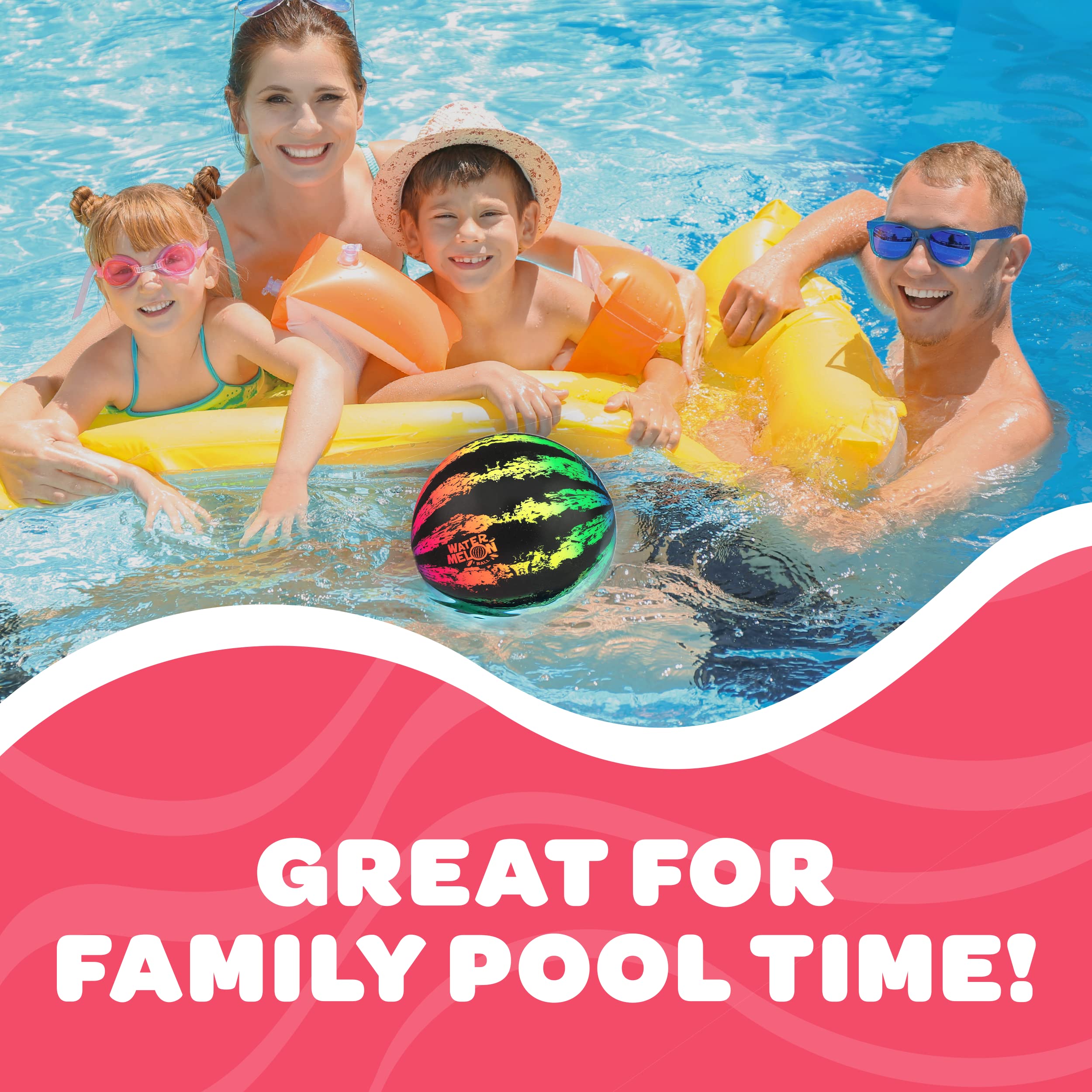 Watermelon Ball JR Durable Fillable Pool Toy for Underwater Games - Football, Basketball & Rugby - Perfect for Water Parties - Fun for Adults & Kids Alike - Ages 6+, 6. 5" Multicolor detail image 7