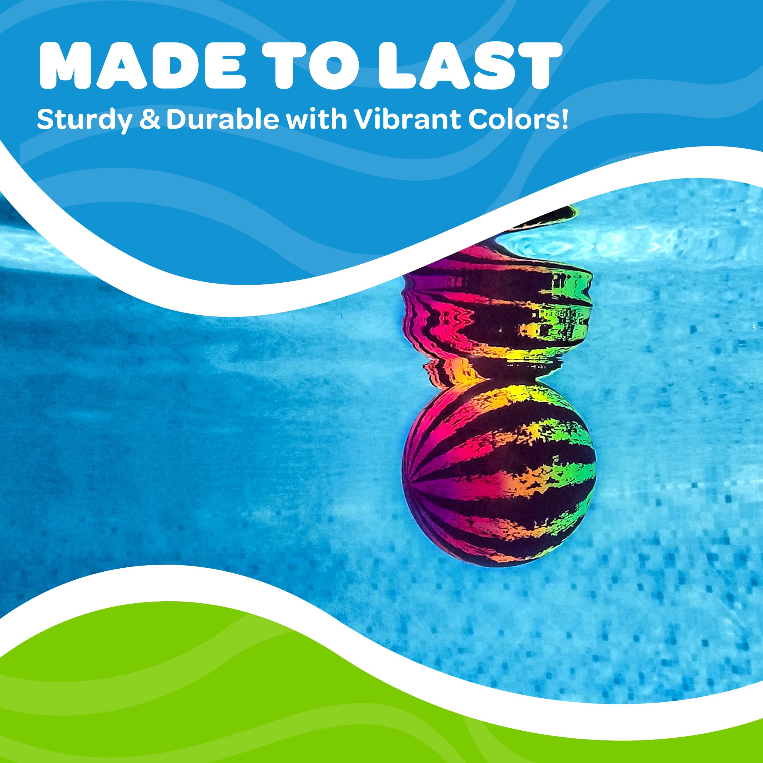 Watermelon Ball JR Durable Fillable Pool Toy for Underwater Games - Football, Basketball & Rugby - Perfect for Water Parties - Fun for Adults & Kids Alike - Ages 6+, 6. 5" Multicolor detail image 8