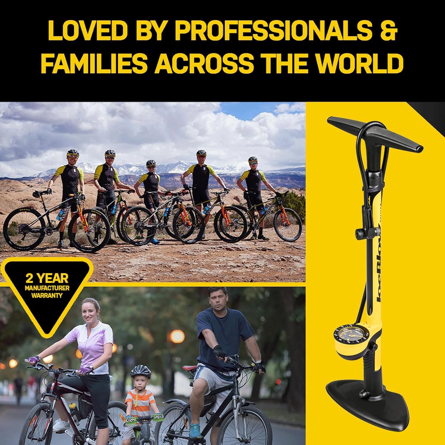 Topeak JoeBlow Sport III High-Pressure Bike Floor Pump – 160 PSI, Durable Steel Barrel, 3" Analog Gauge, TwinHead DX5, Long Hose, Ergonomic Handle, Fits Presta/Schrader/Dunlop Valves detail image 8