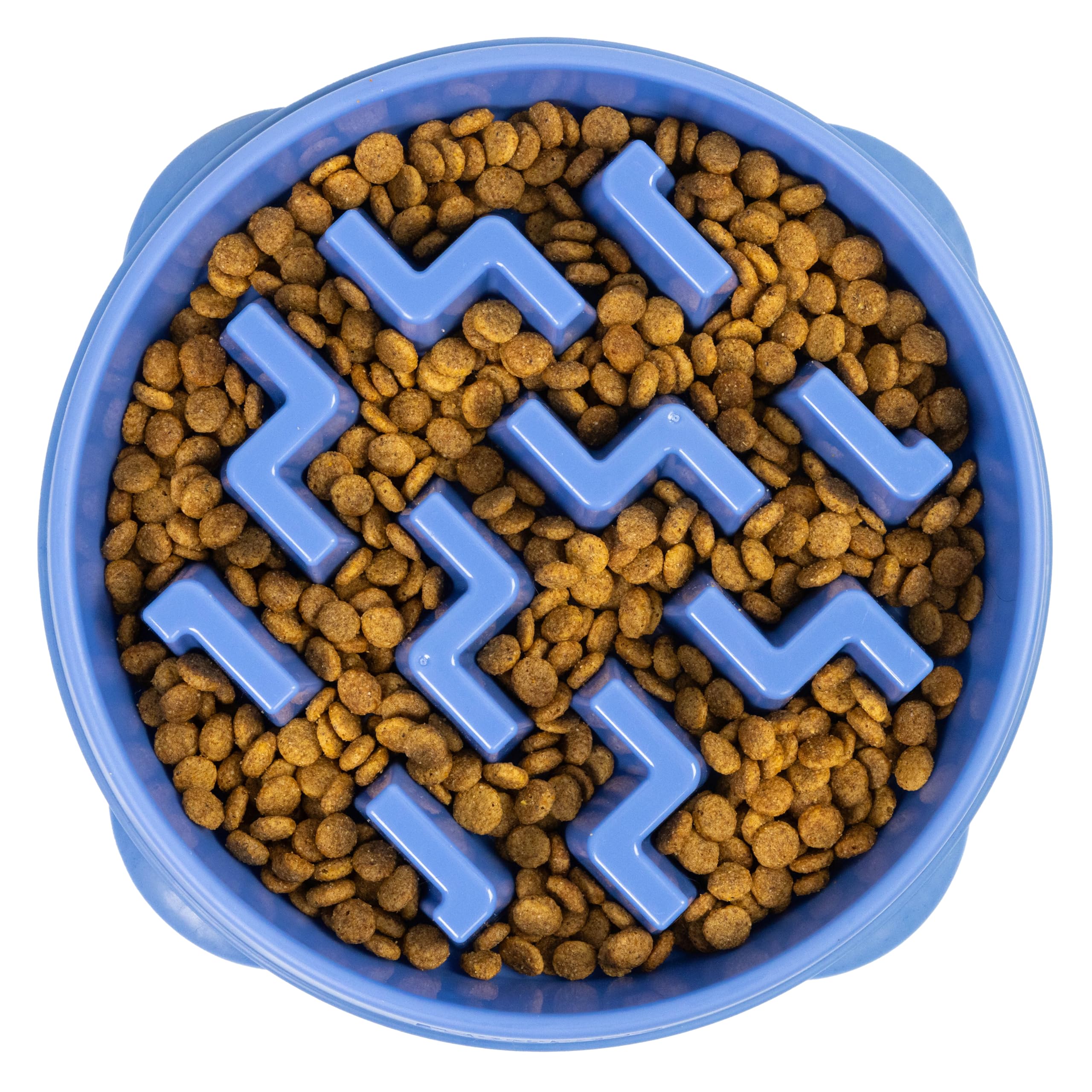 Outward Hound Fun Feeder Slo Bowl – Large 4‑Cup Capacity, Slow Feeding, Medium to Large Dogs, Non‑Slip, Blue, Notch Pattern detail image 1