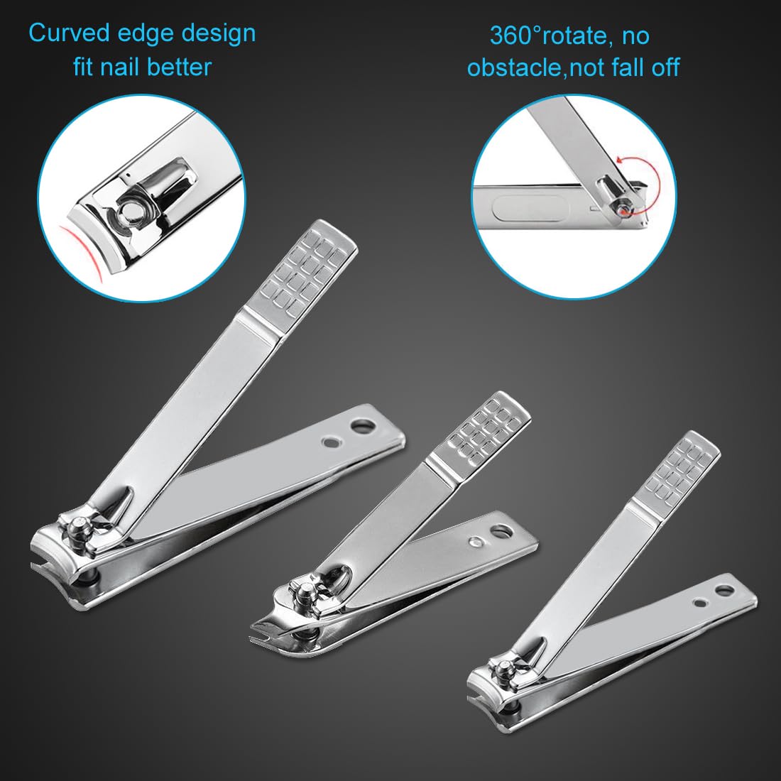 Yougai Manicure Set 18Pcs Stainless Steel Nail Clippers Set with Case Black detail image 9
