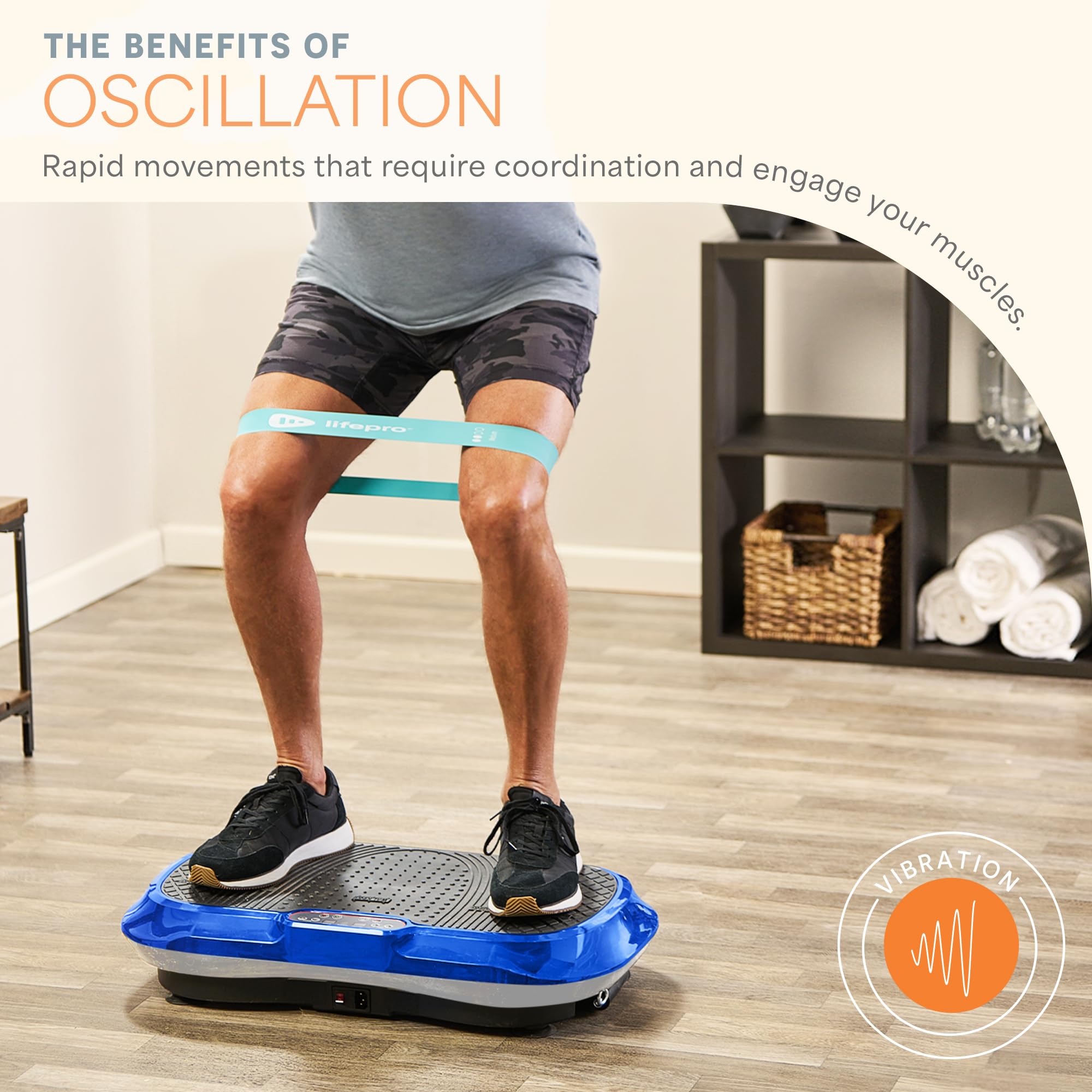 Lifepro Waver Vibration Plate Exercise Machine — 99 Speeds, 10 Presets, Resistance Bands, Non-Slip Surface, 330 lb Capacity detail image 4