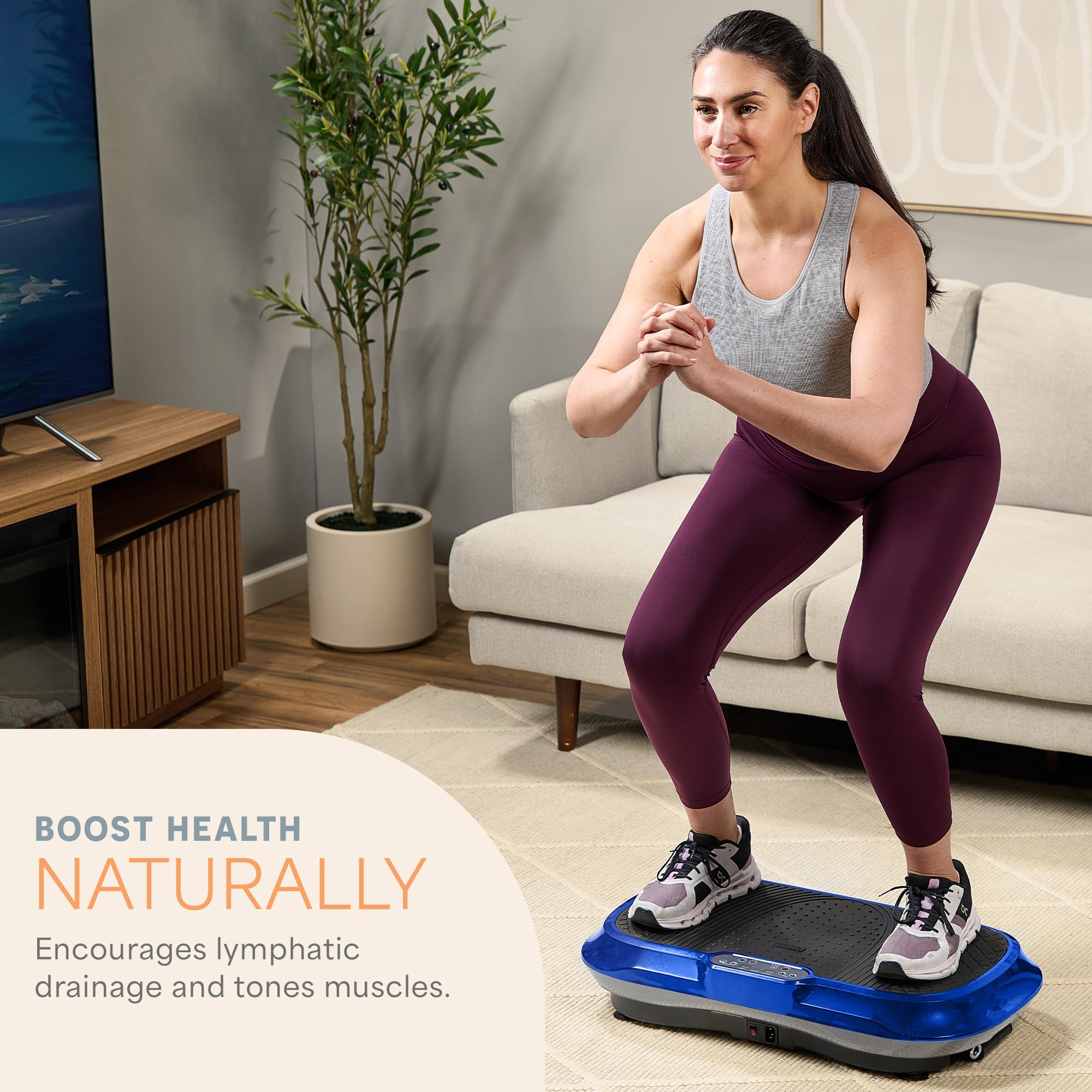 Lifepro Waver Vibration Plate Exercise Machine — 99 Speeds, 10 Presets, Resistance Bands, Non-Slip Surface, 330 lb Capacity detail image 2