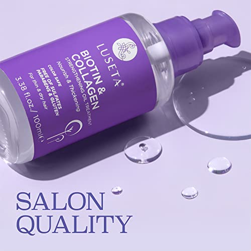 L LUSETA Biotin & Collagen Hair Oil Serum for Thin Hair, 3. 38 fl oz detail image 9