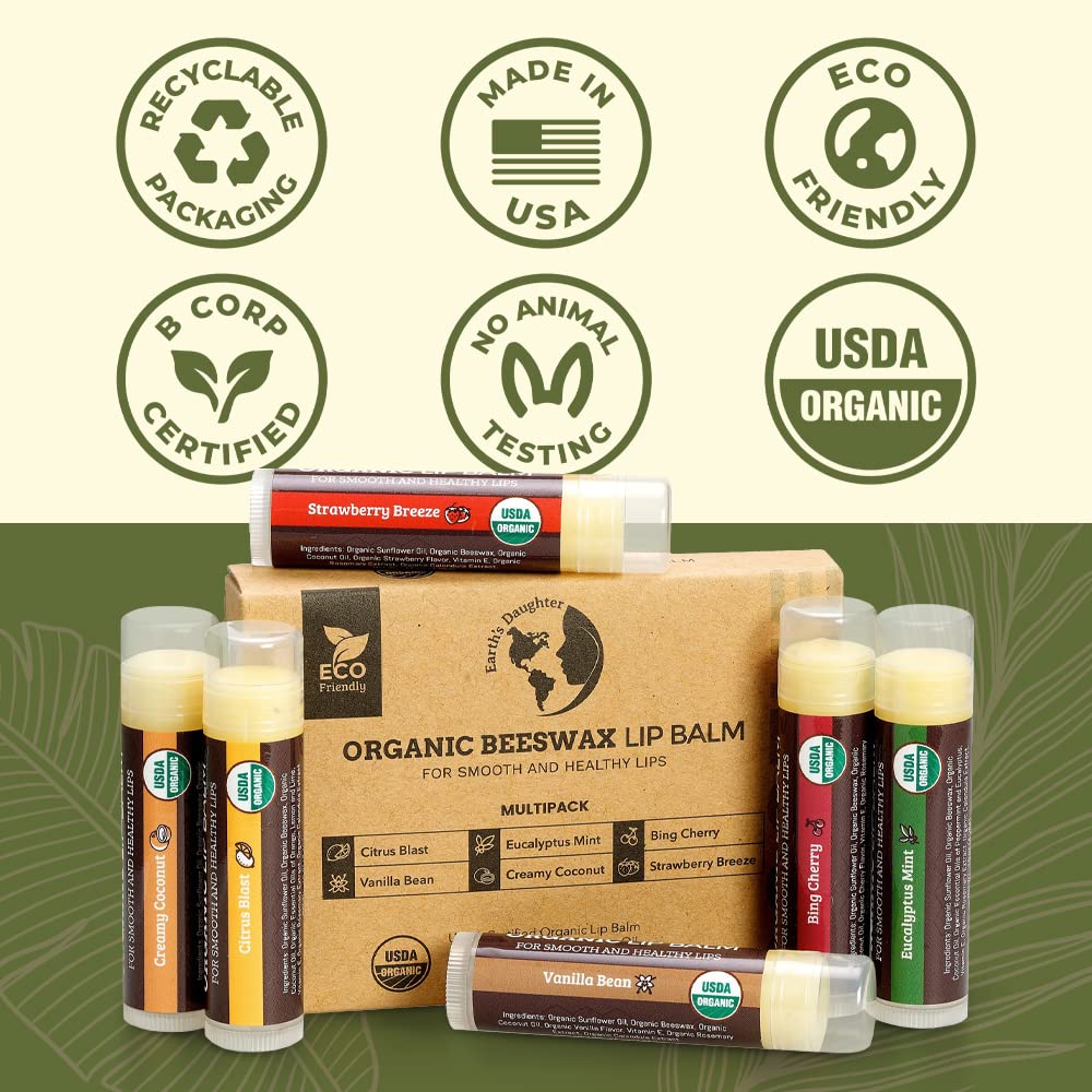 Earth's Daughter Organic Lip Balm - Moisturizing 6-Pack detail image 7
