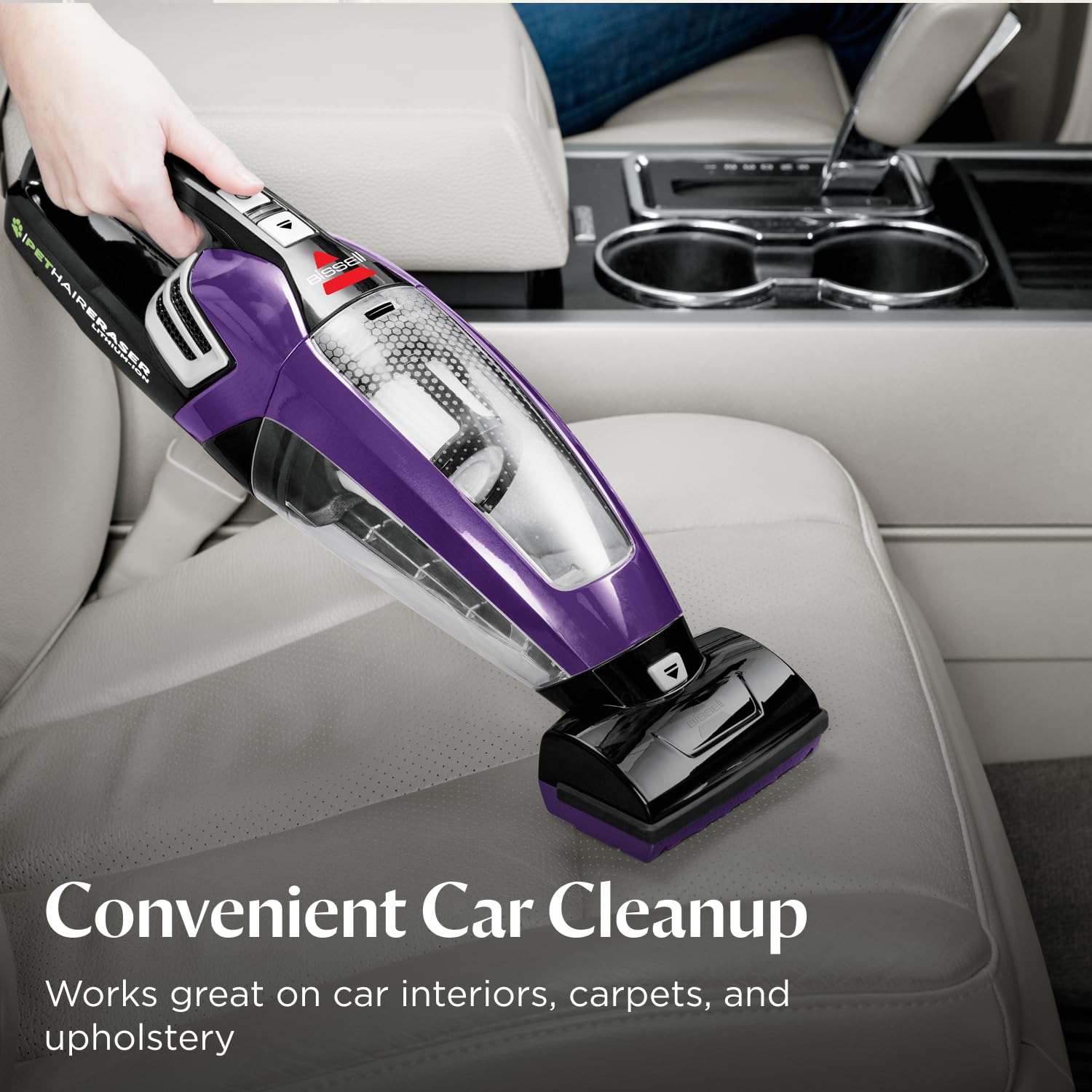 Bissell Pet Hair Eraser Cordless Hand Vacuum, Lithium Ion, Home, Auto, and Pet Vacuum, Easy-Empty Dirt Bin, Upholstery Tool, Brush Tool, and Crevice Tool Included, 2390A detail image 2