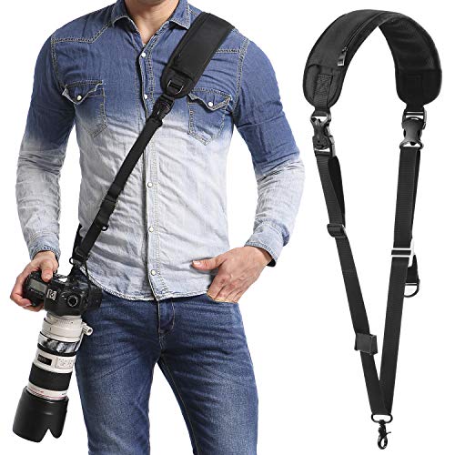 Waka Rapid Camera Neck Strap with Quick Release and Safety Tether, Adjustable Shoulder Sling Strap for Nikon Canon Sony Olympus DSLR - Black detail image 7