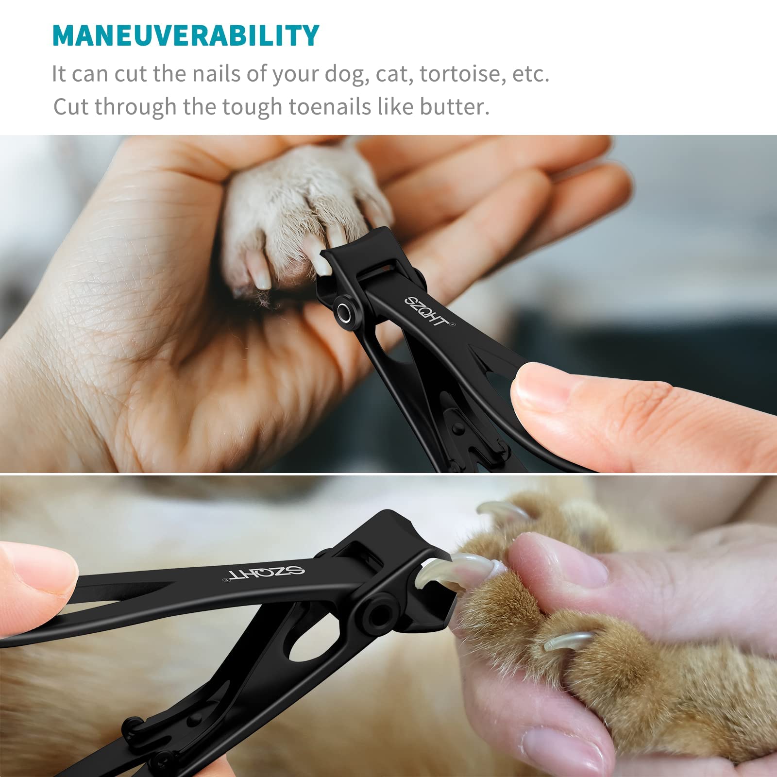 Ultra Wide Jaw Opening Nail Clippers Set, Toenail Clippers for Thick Nails, Heavy Duty Nail Cutter, Stainless Steel Toe Nail Clippers for Seniors, Men & Women Manicure,Pedicure,Big(Black) detail image 5