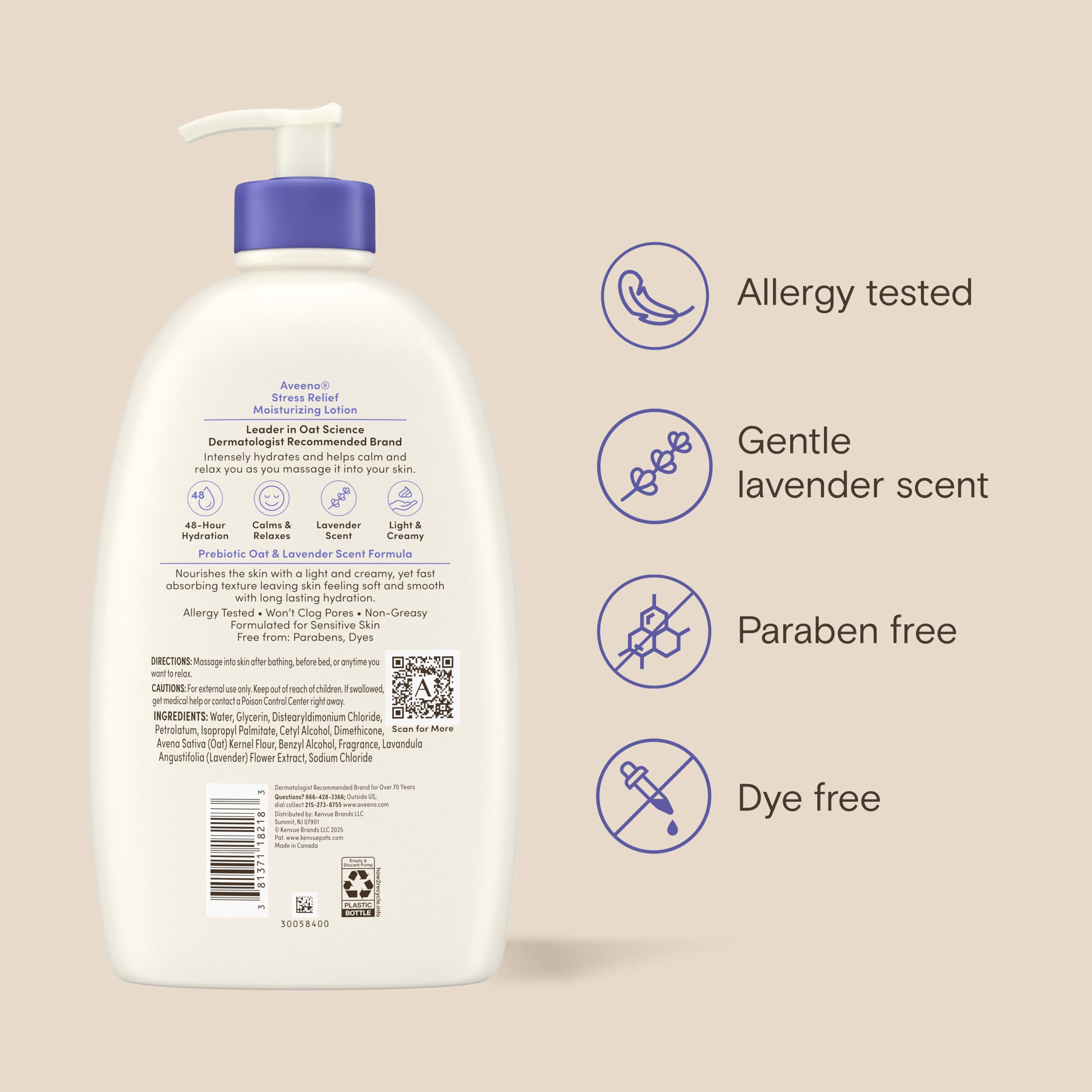 Gel de ducha Aveeno Stress Relief, aroma a lavanda, 33 fl oz detail image 9