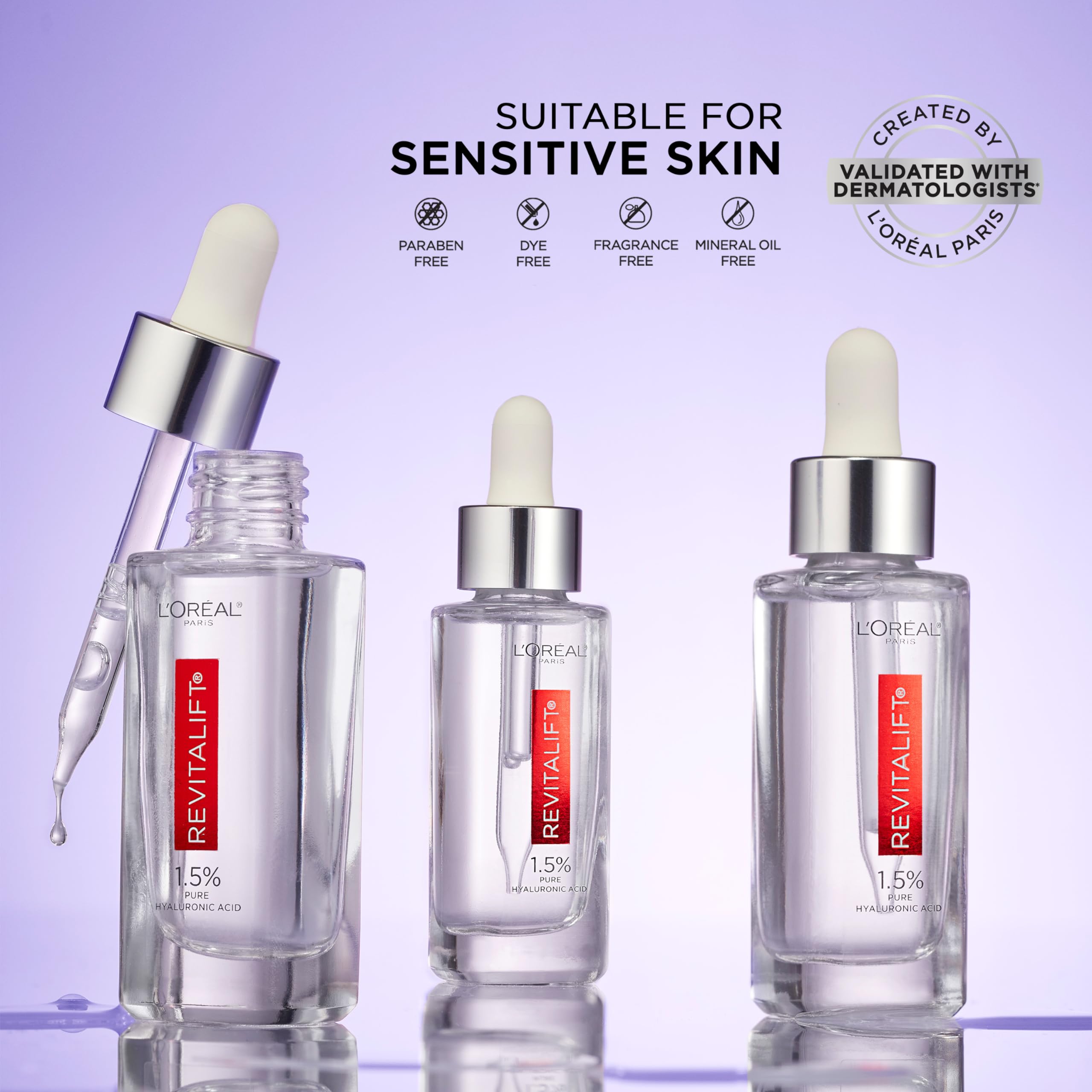 L'Oreal Paris Revitalift 1. 5% Pure Hyaluronic Acid Serum for Face, Anti-Aging, Fragrance Free, 1 oz detail image 6