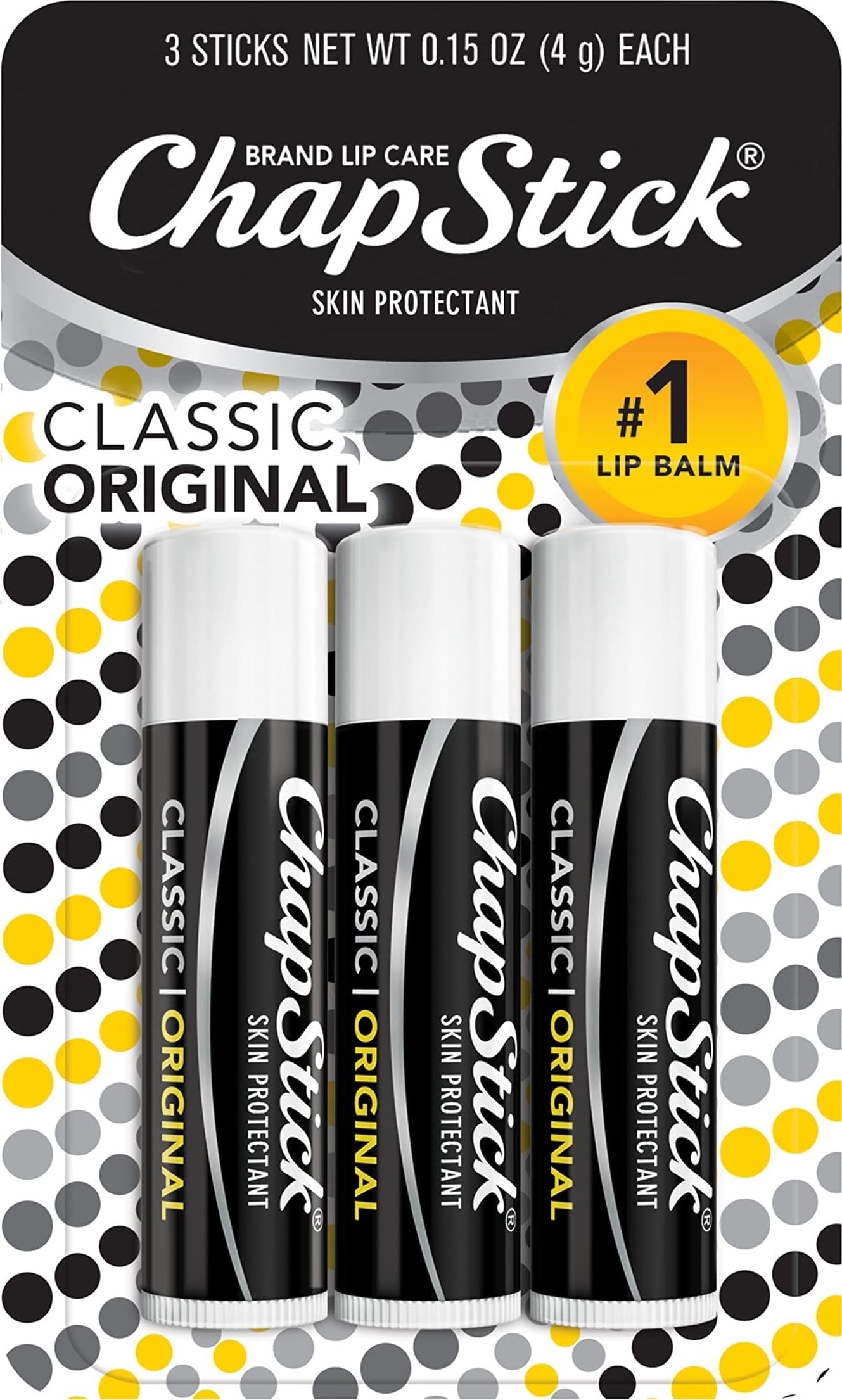 ChapStick Classic Original Lip Balm Tubes, Lip Care - 0. 15 Oz (Pack of 3) detail image 1