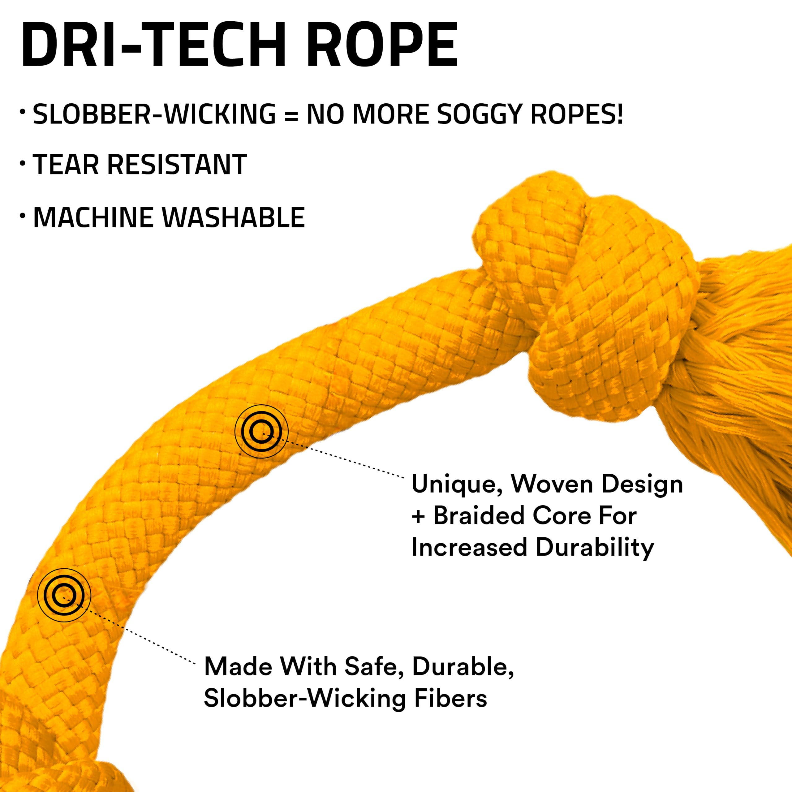 Playology Dog Toys | Dri-Tech Rope Tug of War Dog Toy for Tough Chewers | Cheddar Cheese Scented Medium Tug Rope Toys for Dogs detail image 2