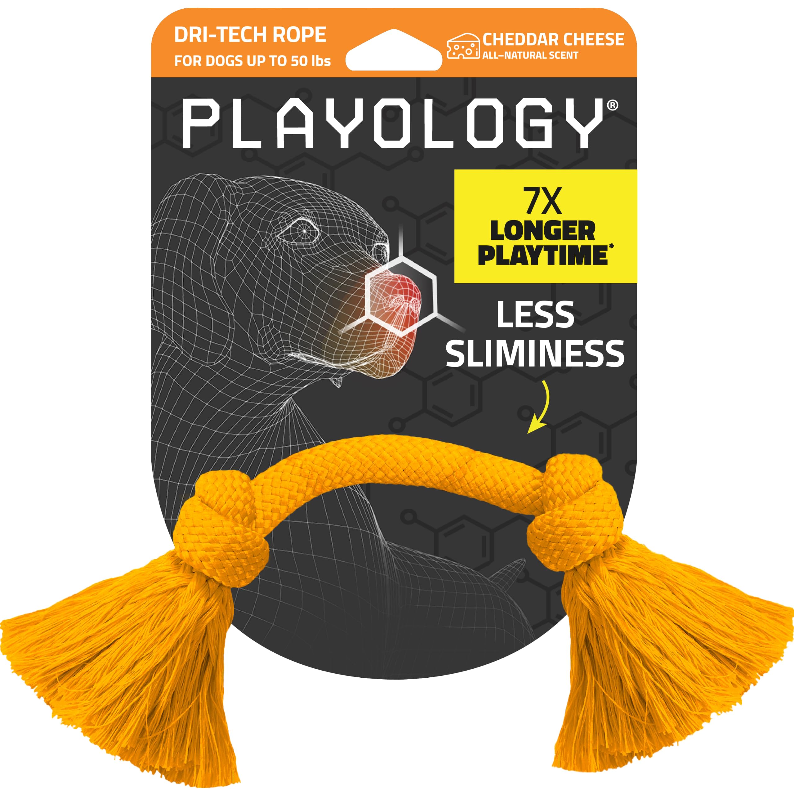 Playology Dog Toys | Dri-Tech Rope Tug of War Dog Toy for Tough Chewers | Cheddar Cheese Scented Medium Tug Rope Toys for Dogs detail image 1