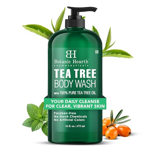 Botanic Hearth Tea Tree Body Wash, 16 fl oz (473 ml) — Enriched with Tea Tree Oil, Peppermint & Sea Buckthorn, Sulfate- and Paraben-Free detail image 8