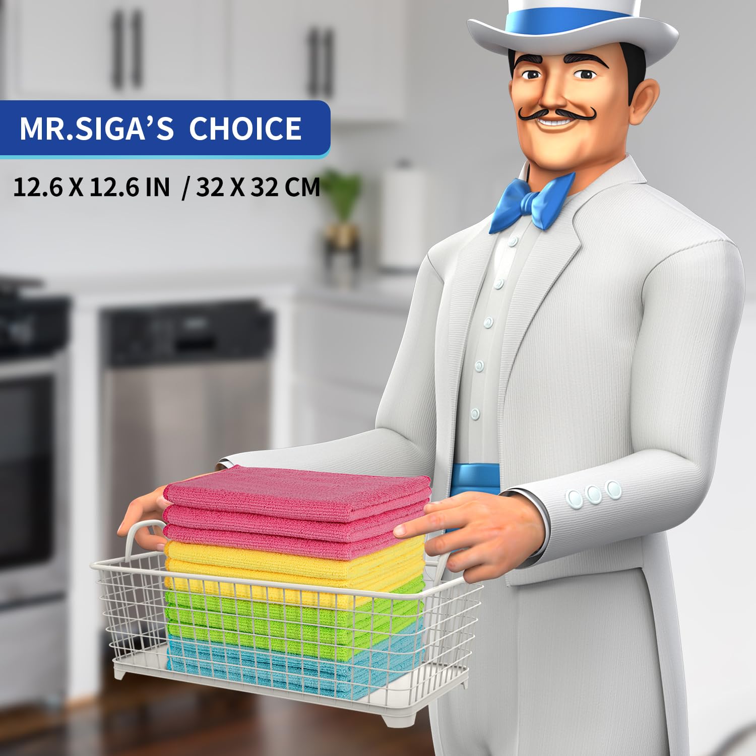 MR. SIGA Microfiber Cleaning Cloths, Streak-Free Microfiber Towels, 12 Pack detail image 2