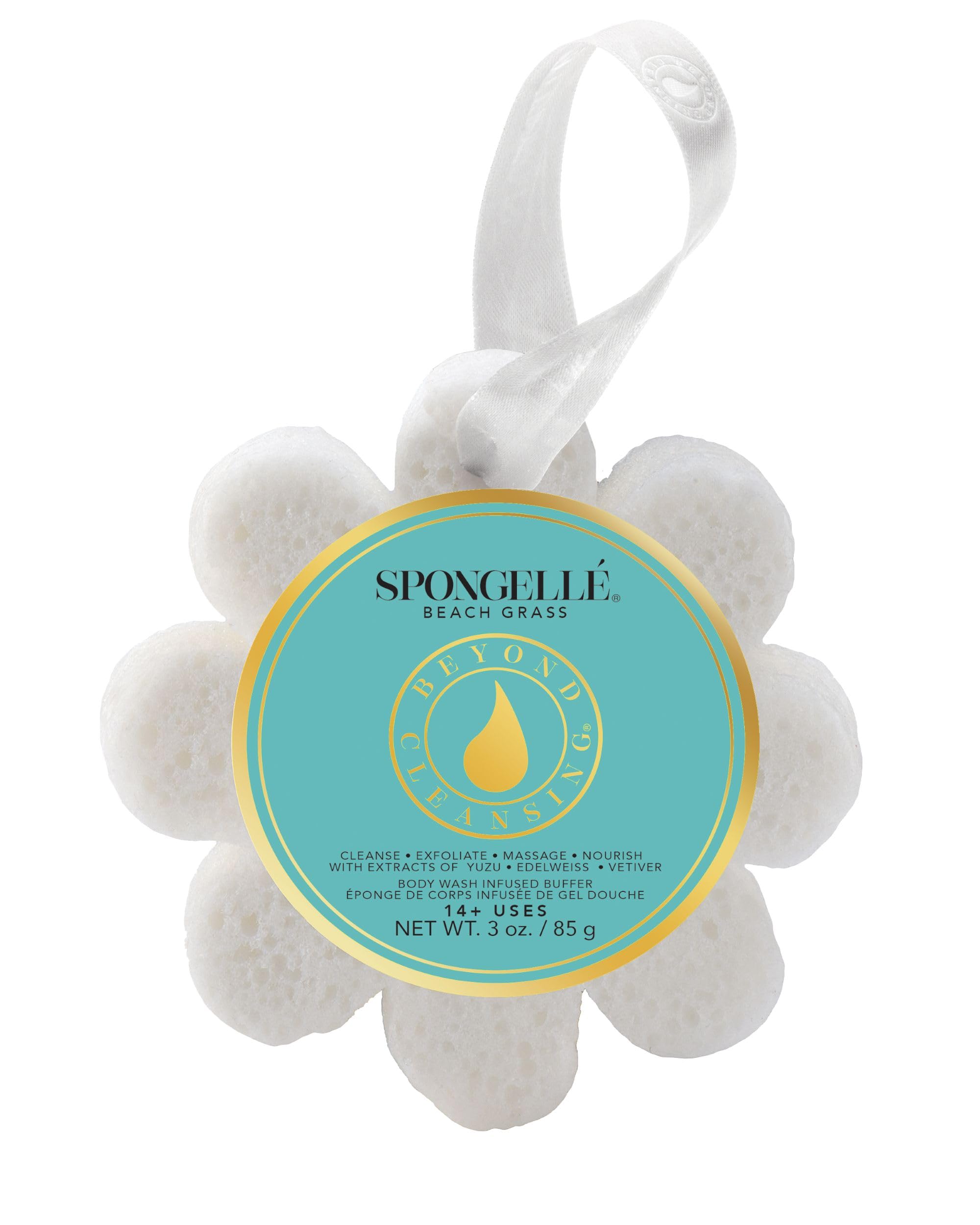 Spongellé Beach Grass Wild Flower Bath Sponge | Built-in Body Wash & Body Scrubber, Shower Loofah Sponge for Women | 14+ uses detail image 1