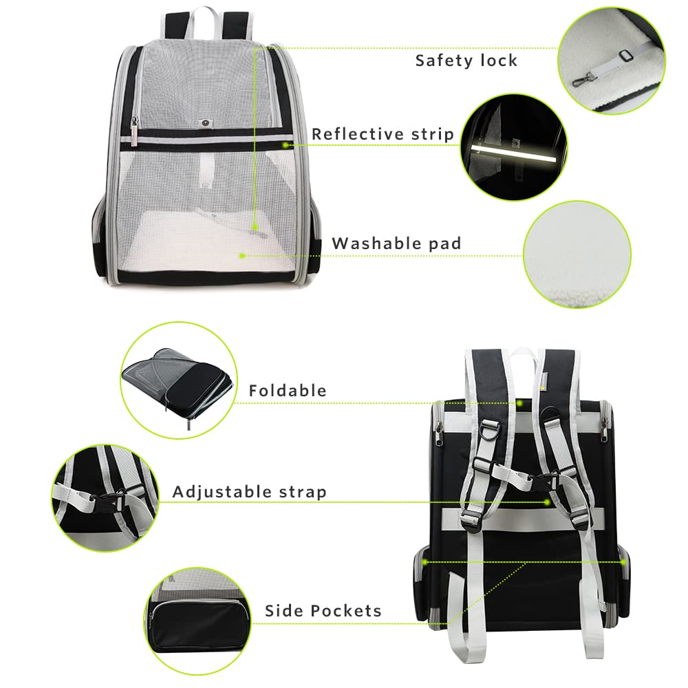 Texsens Innovative Traveler Bubble Backpack Pet Carriers for Cats and Dogs (Black) detail image 4
