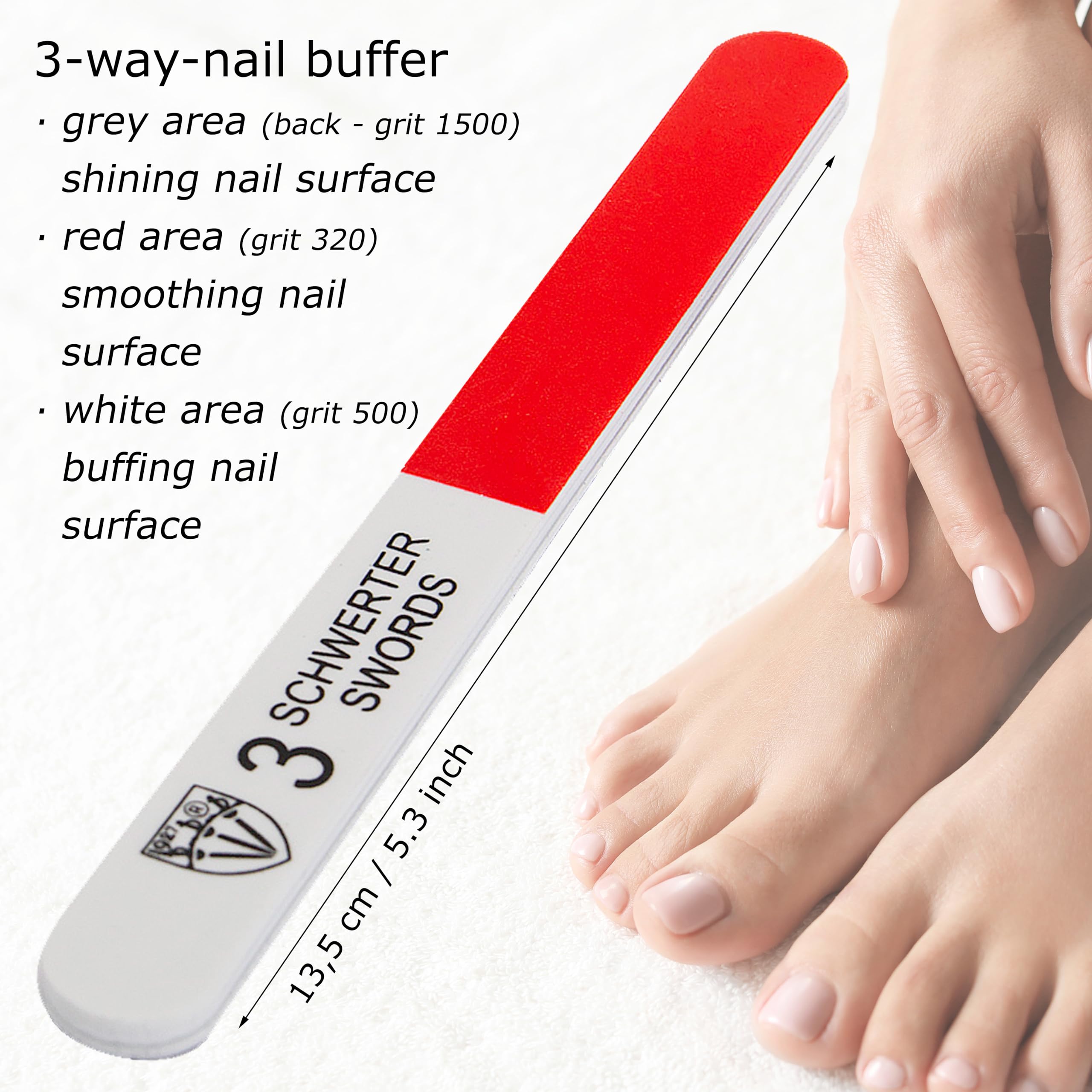 3 Swords Germany - Sapphire Metal Nail File Set 2 Pieces with 1 PIECE 3-Way Nail Buffer – Nail Care Made in SOLINGEN/Germany detail image 3