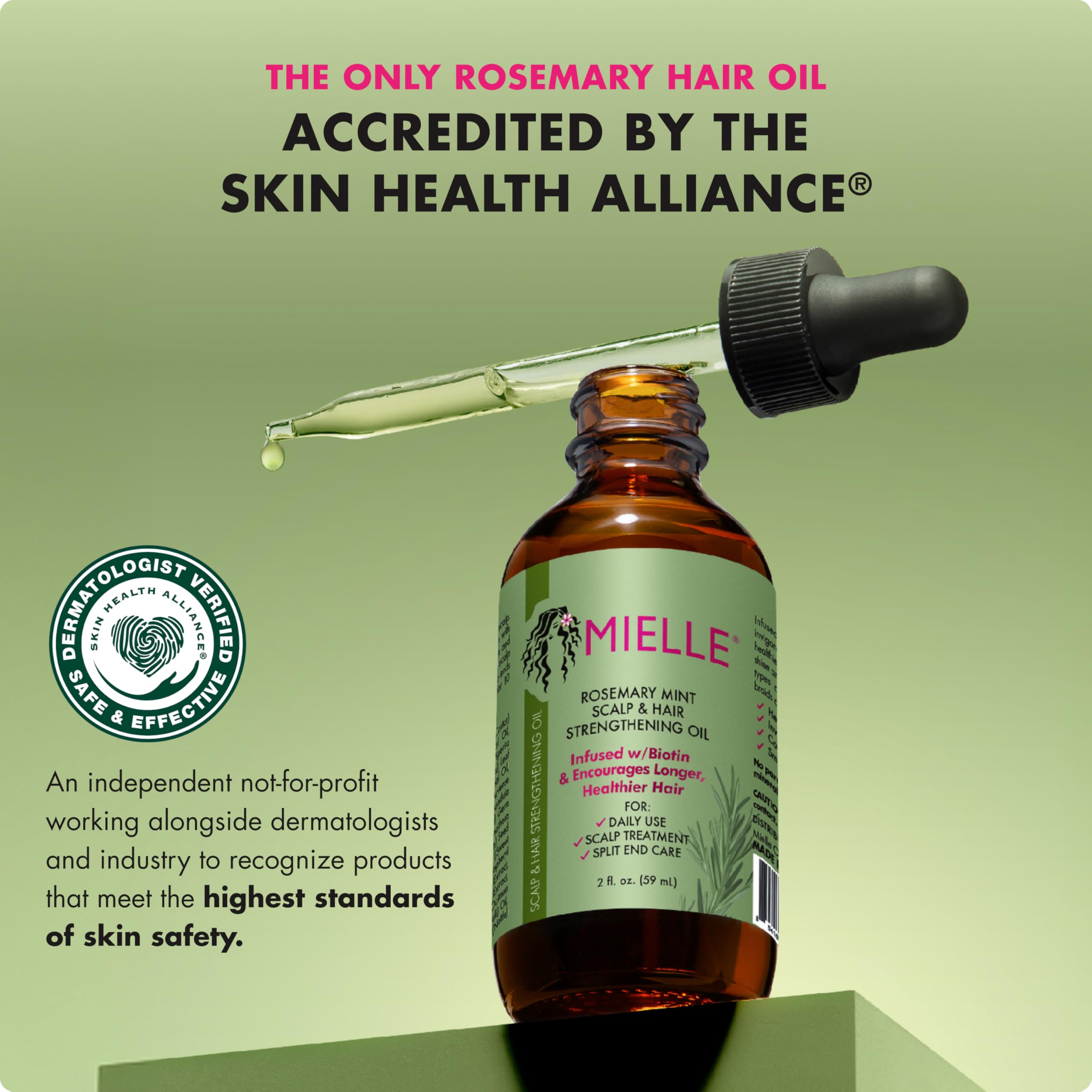 Mielle Organics Rosemary Mint Hair Oil with Biotin, 2 oz | Hair strengthening oil, with biotin & castor oil, dry scalp care, split end support, frizz smoothing detail image 4