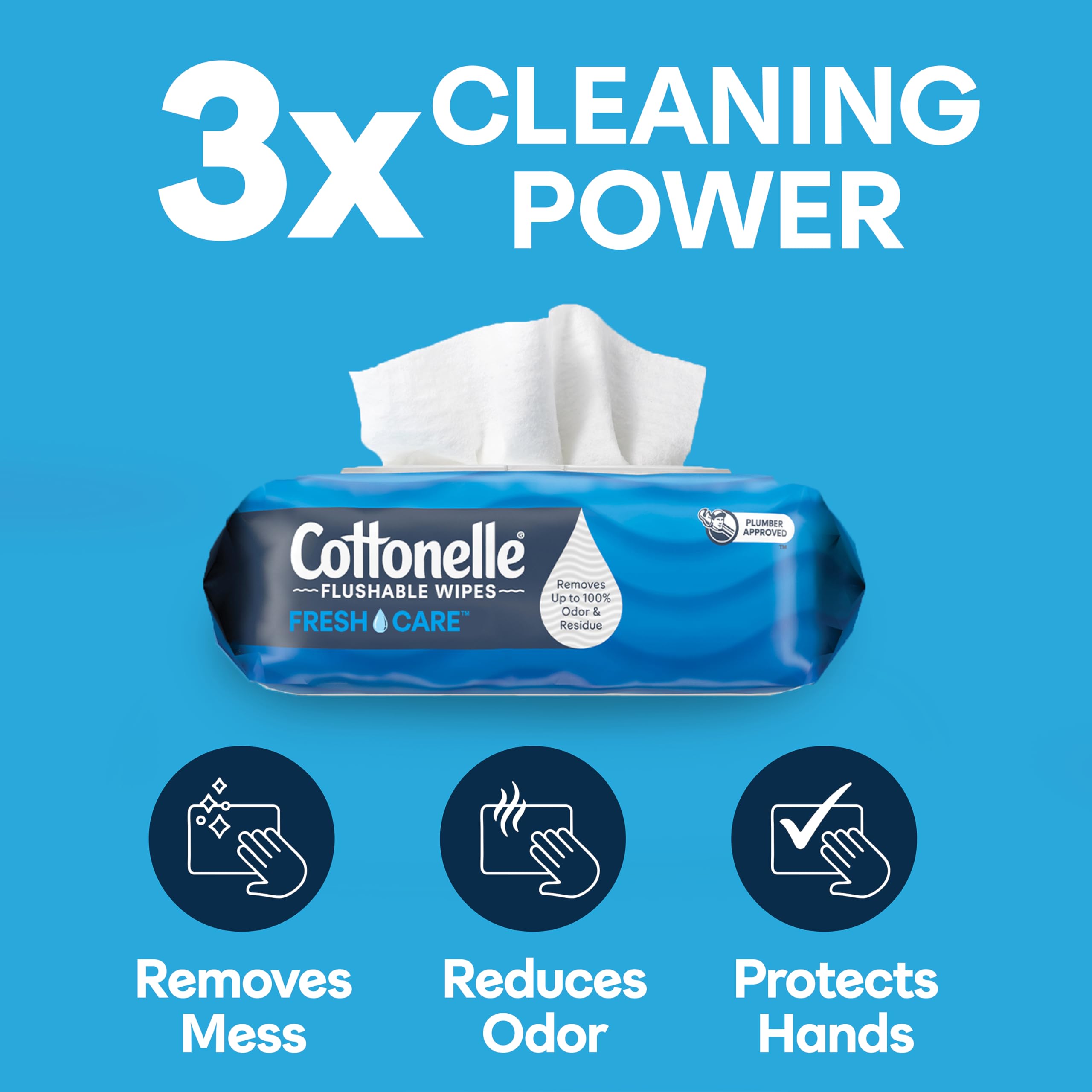 Cottonelle Fresh Feel Flushable Wet Wipes, Adult Wet Wipes, 8 Flip-Top Packs, 42 Wipes Per Pack (336 Total Wipes), Packaging May Vary detail image 3