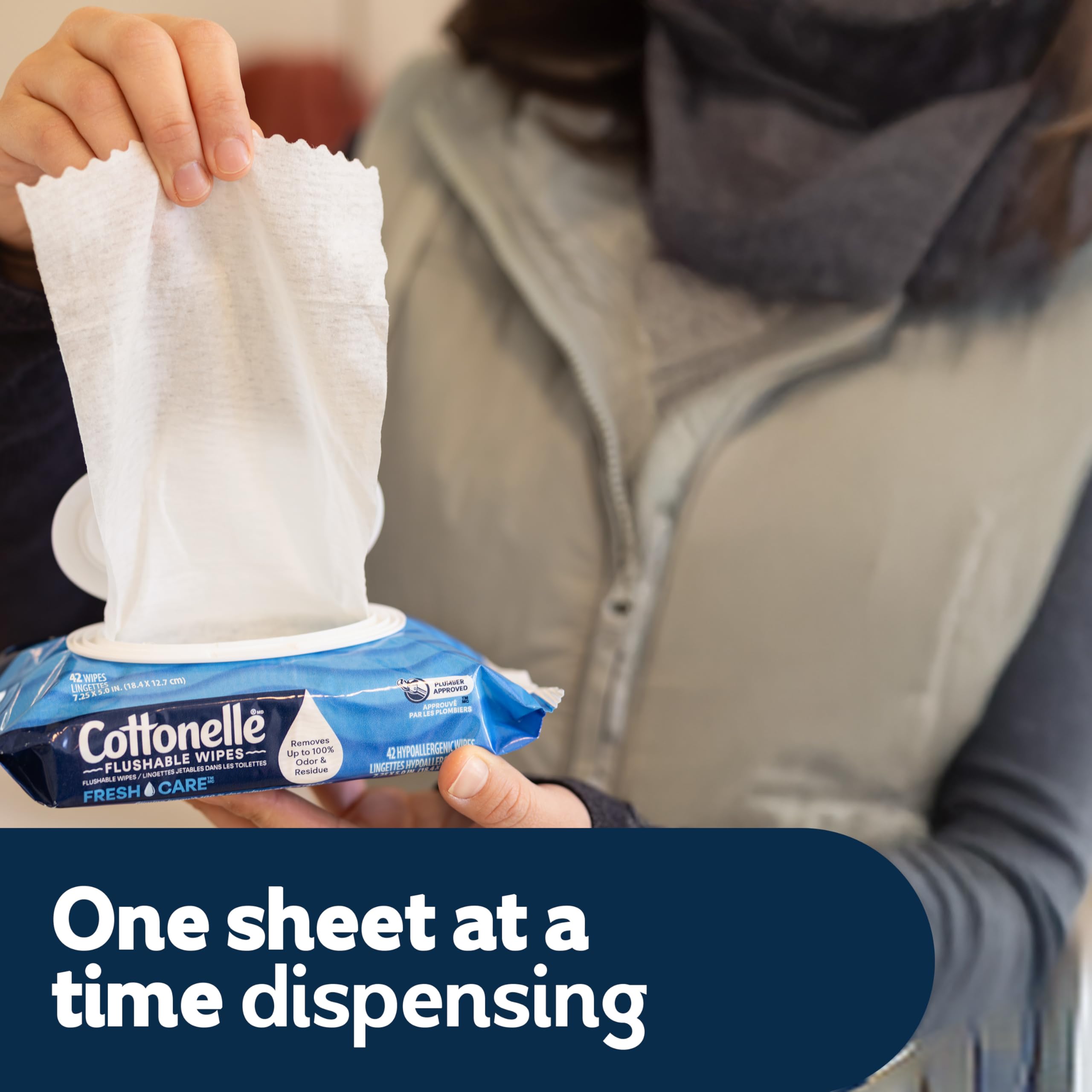 Cottonelle Fresh Feel Flushable Wet Wipes, Adult Wet Wipes, 8 Flip-Top Packs, 42 Wipes Per Pack (336 Total Wipes), Packaging May Vary detail image 8