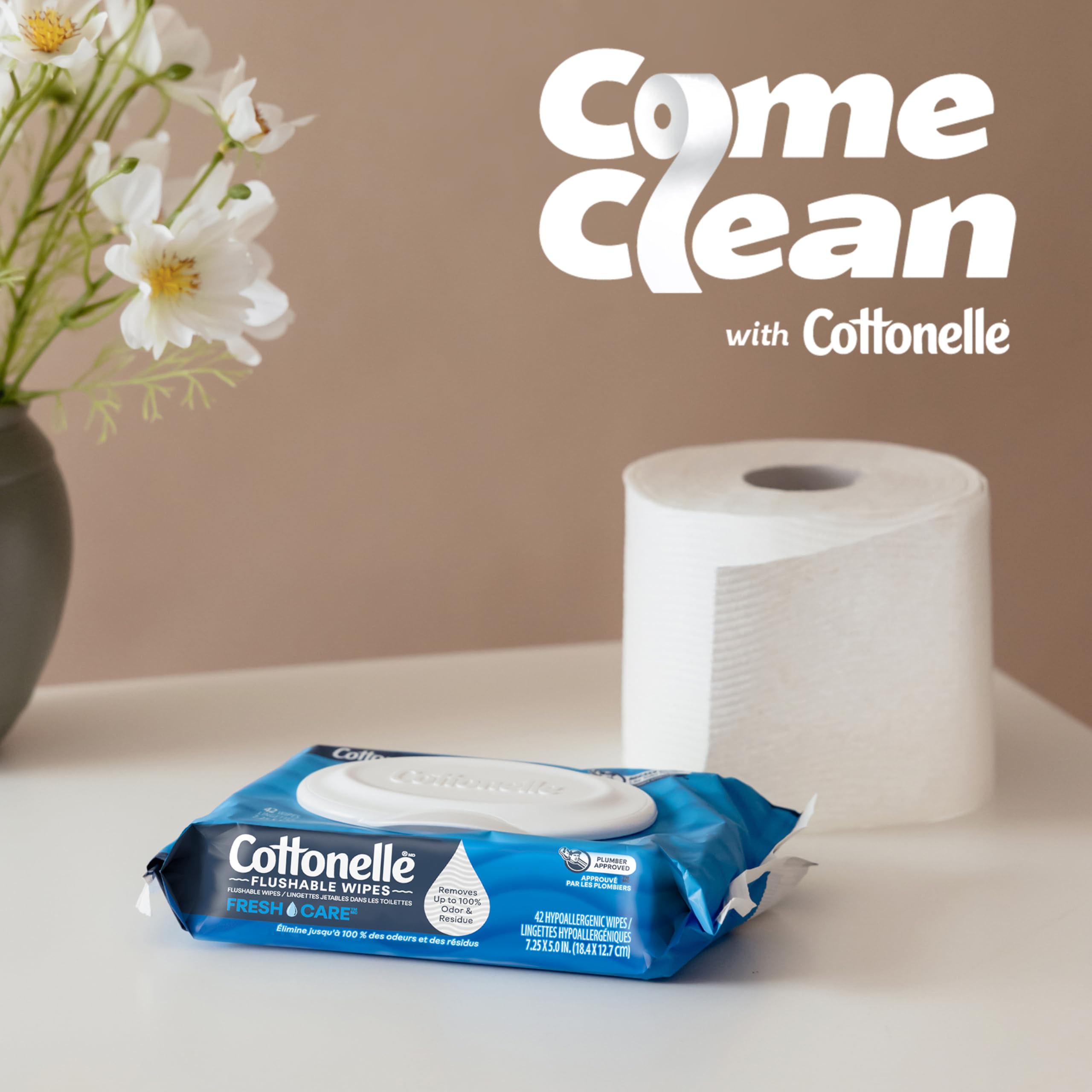 Cottonelle Fresh Feel Flushable Wet Wipes, Adult Wet Wipes, 8 Flip-Top Packs, 42 Wipes Per Pack (336 Total Wipes), Packaging May Vary detail image 9