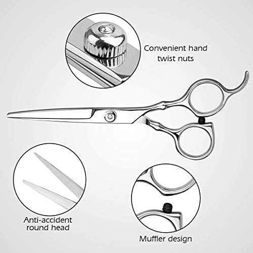 Hair Cutting Scissors Professional Home Haircutting Barber/Salon Thinning Shears Kit with Comb and Case for Men/Women (Silver) detail image 9