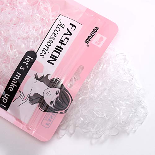 Youxuan 1000-Pack Elastic Hair Ties Non-slip Rubber Hair Bands for Girls, Clear detail image 8