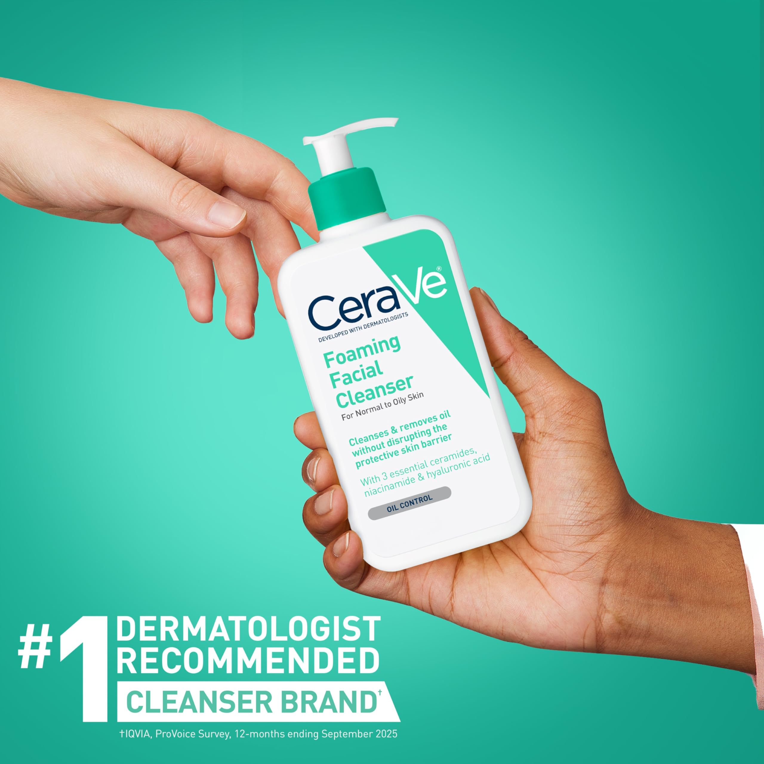 CeraVe Foaming Facial Cleanser for Oily Skin, Hyaluronic Acid + Ceramides + Niacinamide, Fragrance-Free, 19 fl oz detail image 6