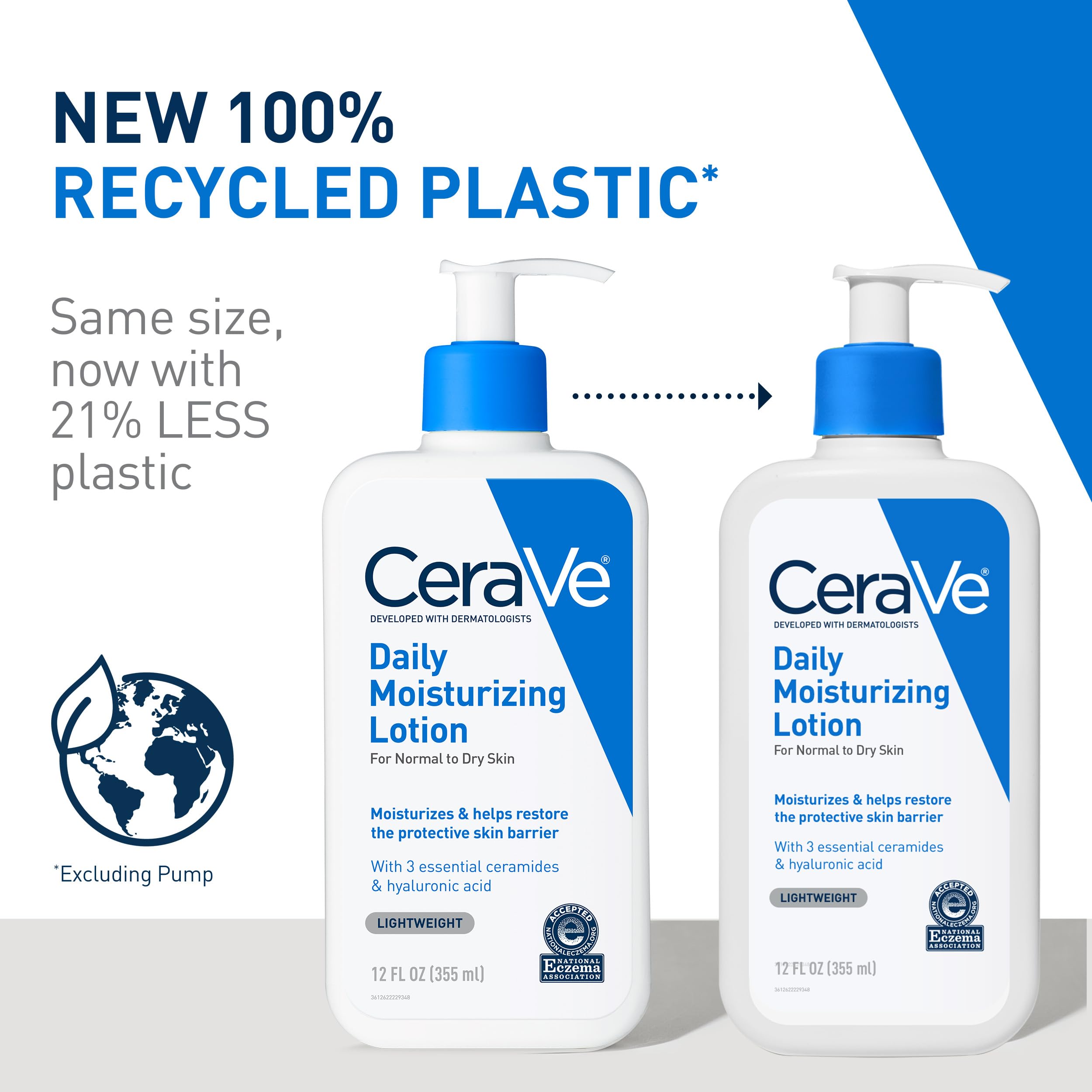 CeraVe Daily Moisturizing Lotion (For Dry Skin) with Hyaluronic Acid & Ceramides, Fragrance-Free, Oil-Free, 19 fl oz detail image 2