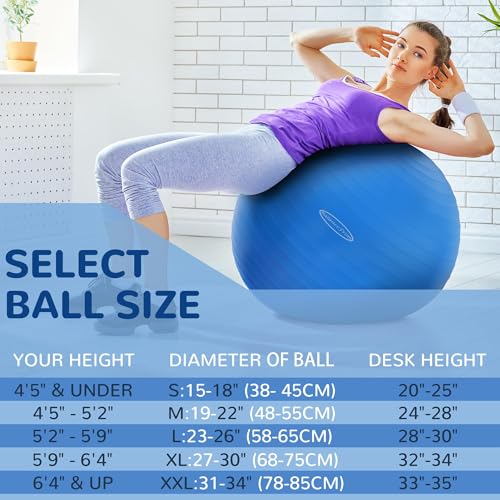 Fitvids Anti-Burst, Slip-Resistant Exercise & Yoga Ball with Quick Pump — 2,000 lb Capacity — Multiple Colors & Sizes detail image 9